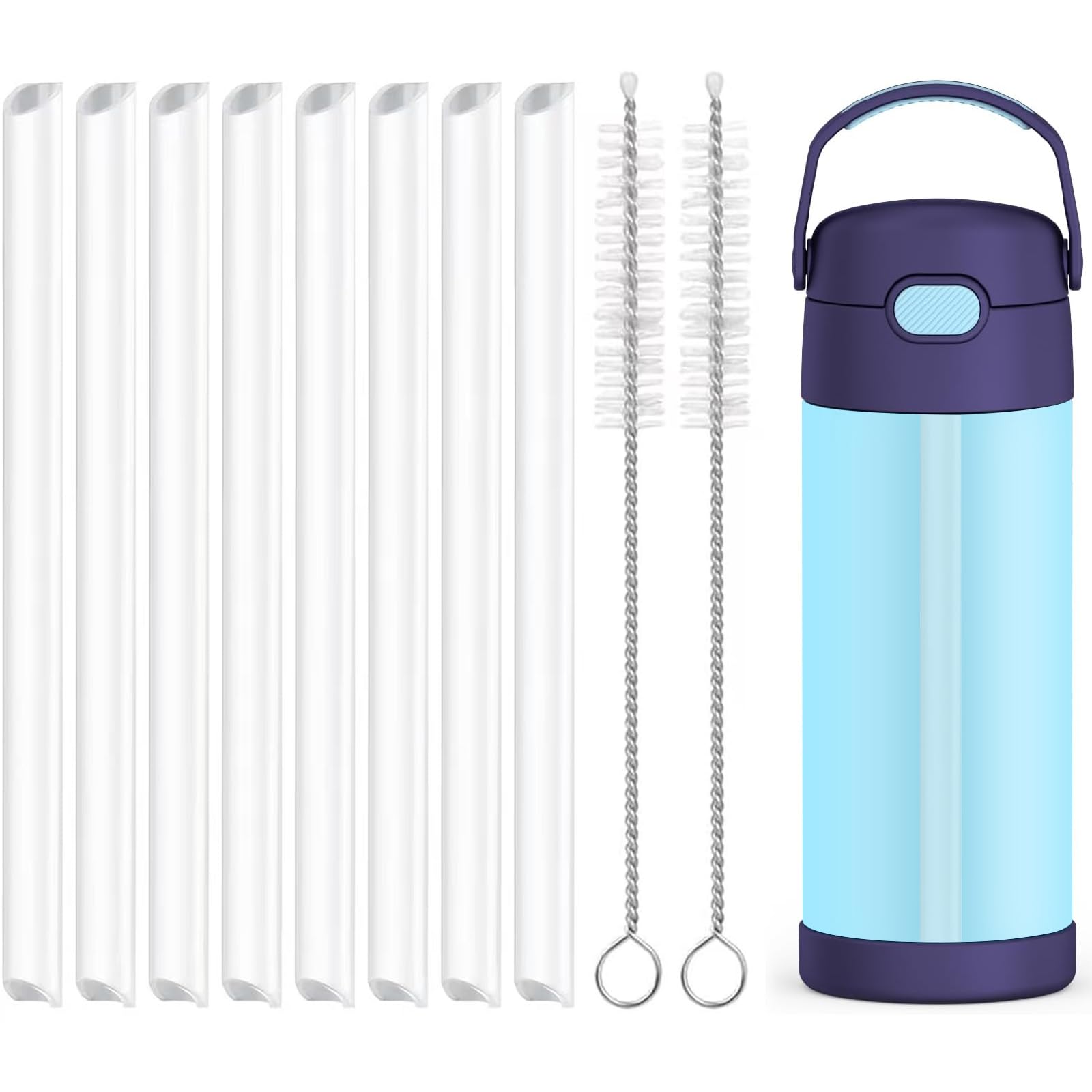 Bubrike Replacement Straws Compatible with Thermos Funtainer 14 Ounce Kids Water Bottle Accessories Set Include 8 BPAFREE Stra