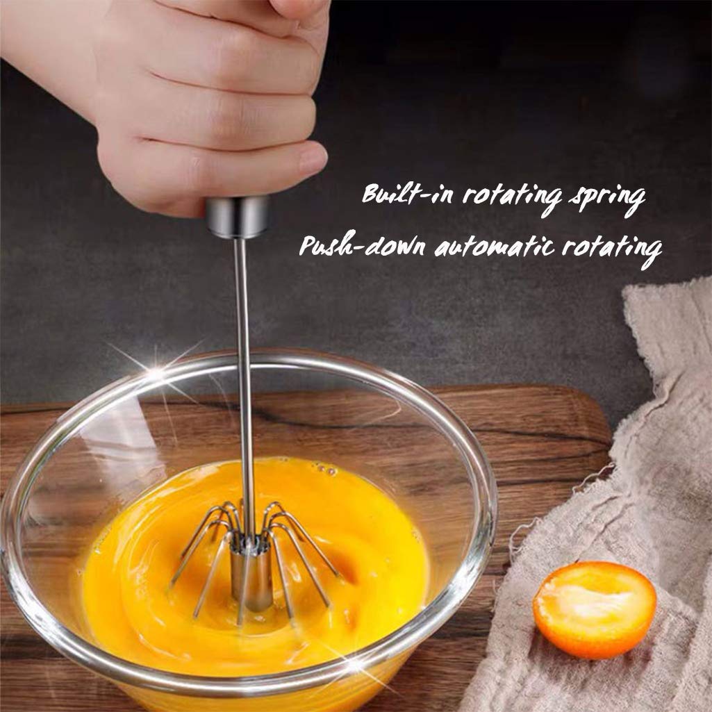 Stainless Steel Egg Whisk, Hand Push Rotary Whisk Blender, Versatile Milk Frother, Hand Push Mixer Stirrer For Blending, Whiskin