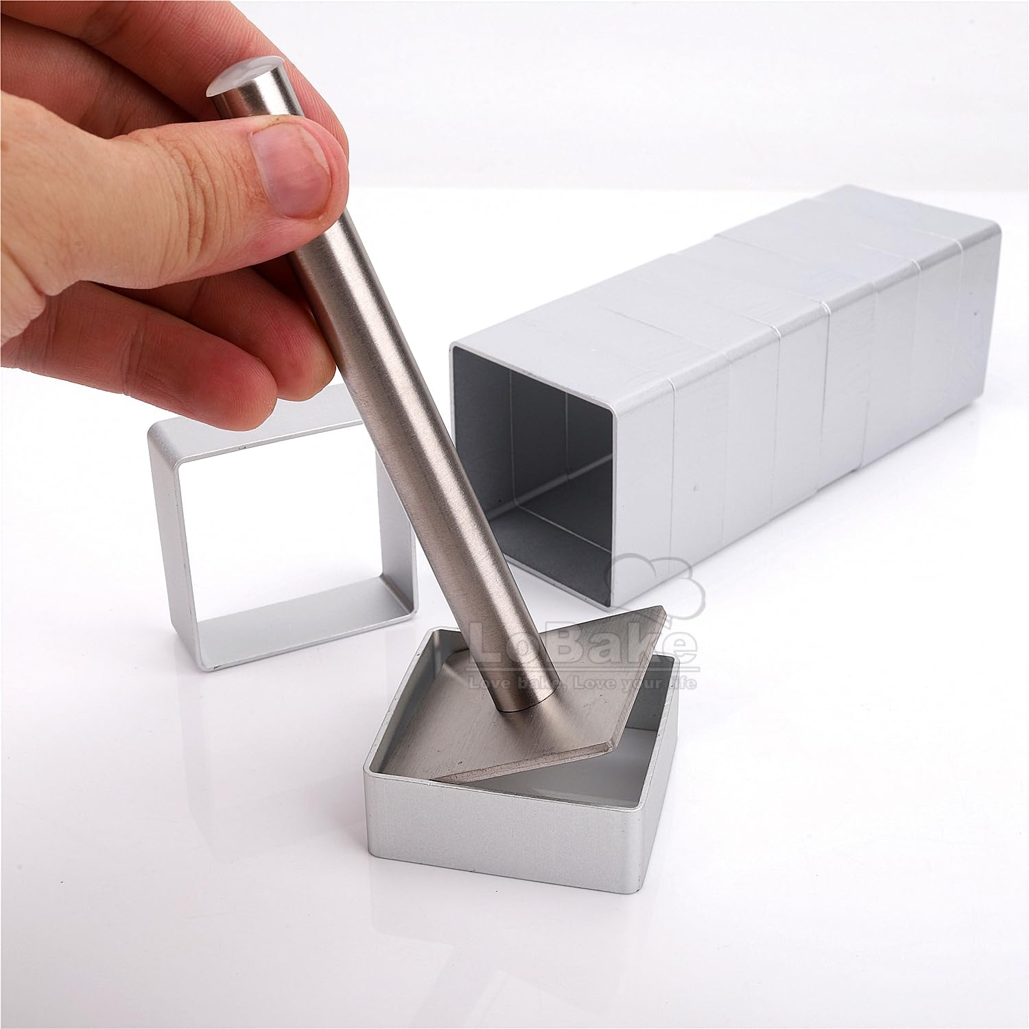 10Pcs Square Shape Small Aluminium Pineapple Cookie Biscuit Cake Molds With Stainless Steel Press Stamp Diy Bakery Tools