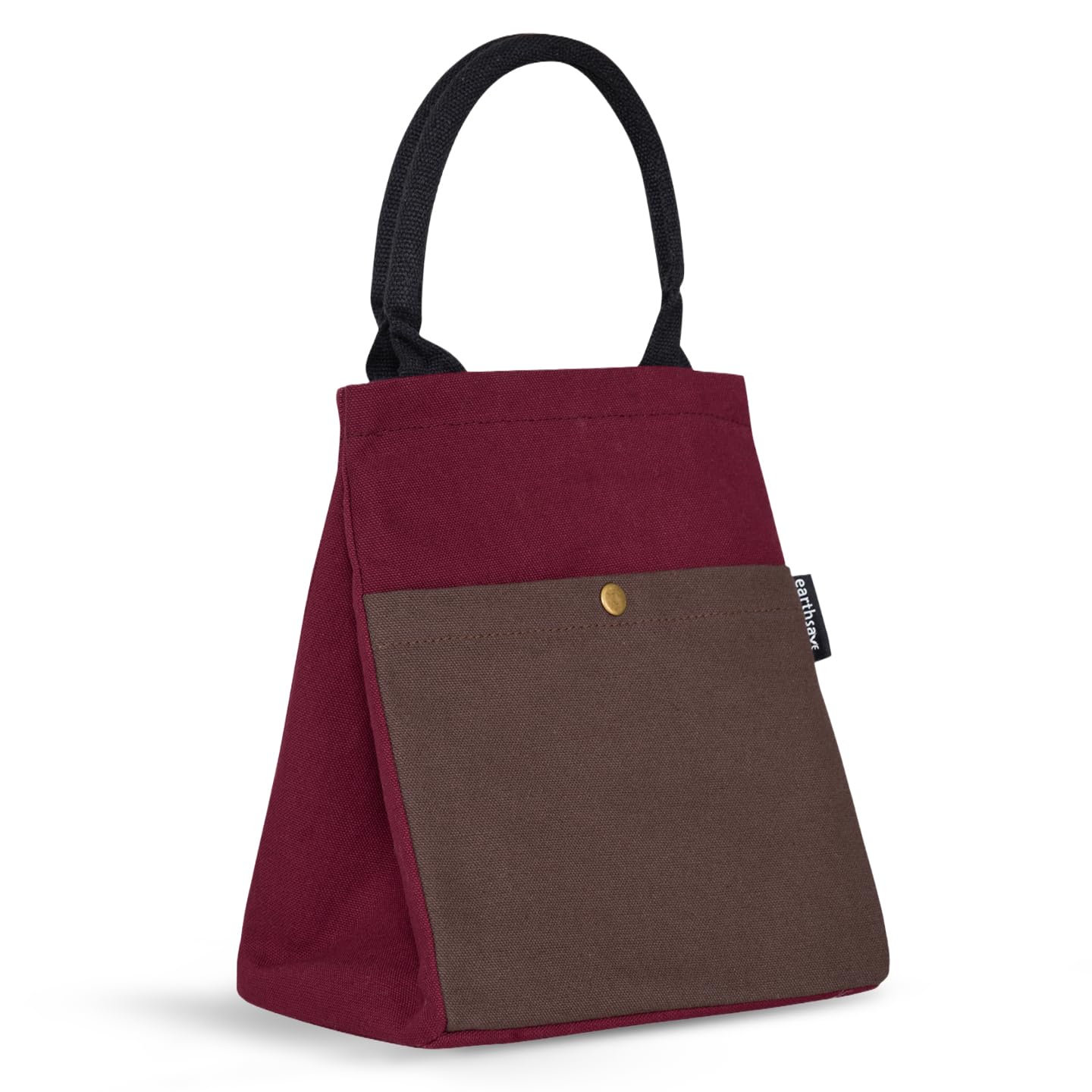 Earthsave Insulated Lunch Bag For Office Women & Men (Maroon & Brown) | EcoFriendly Canvas Tiffin Bags For School, Cotton Draws