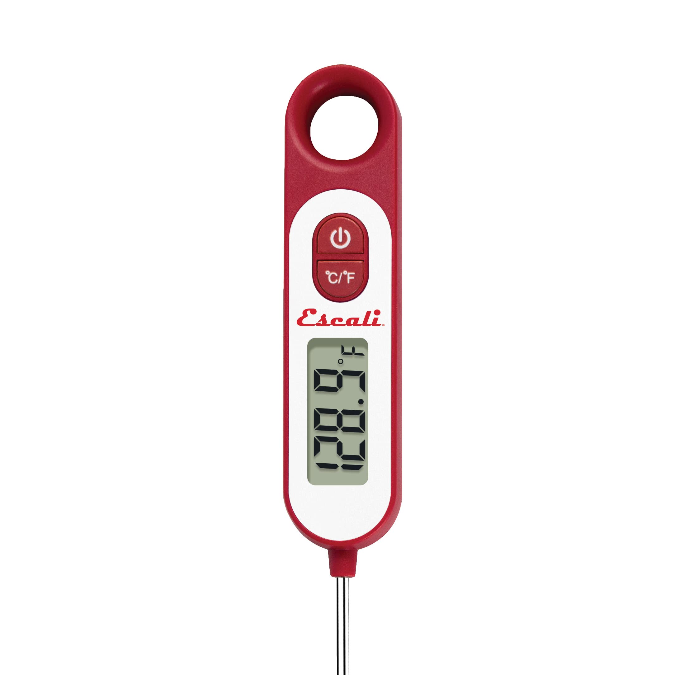 Escali Long Stem Digital Thermometer For Meat, Frying, Cooking, Candy And Kitchen Use, Extra Long 5.6-Inch Probe, Red