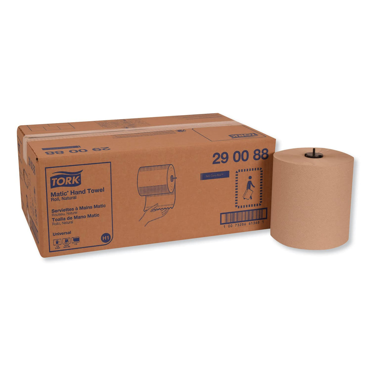 Tork 290088 Universal Single-Ply Hand Roll Towel, Natural, Pack Of 6