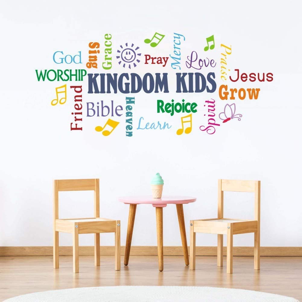 Toarti Colorful Inspirational Lettering Quote Wall Decal-Kingdom Kids Positive Quote Prayer Sticker For Classroom Kids Decoratio