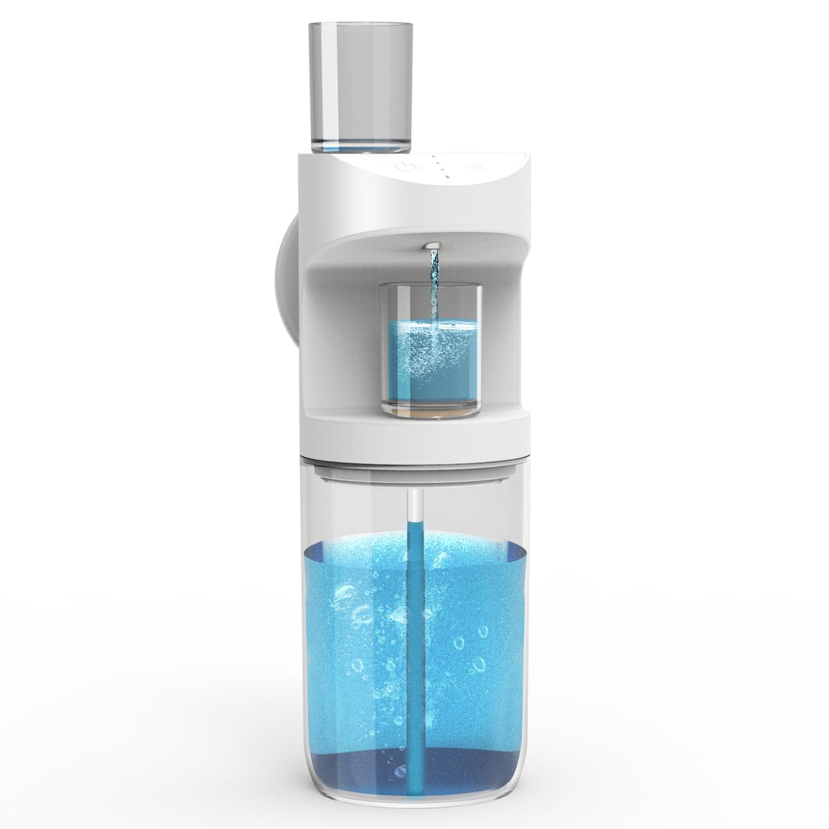 Automatic Mouthwash Dispenser, 550Ml (19.35 Oz) Mouthwash Dispenser For Bathroom With Magnetic Cups, 3 Dispensing Levels, Long S