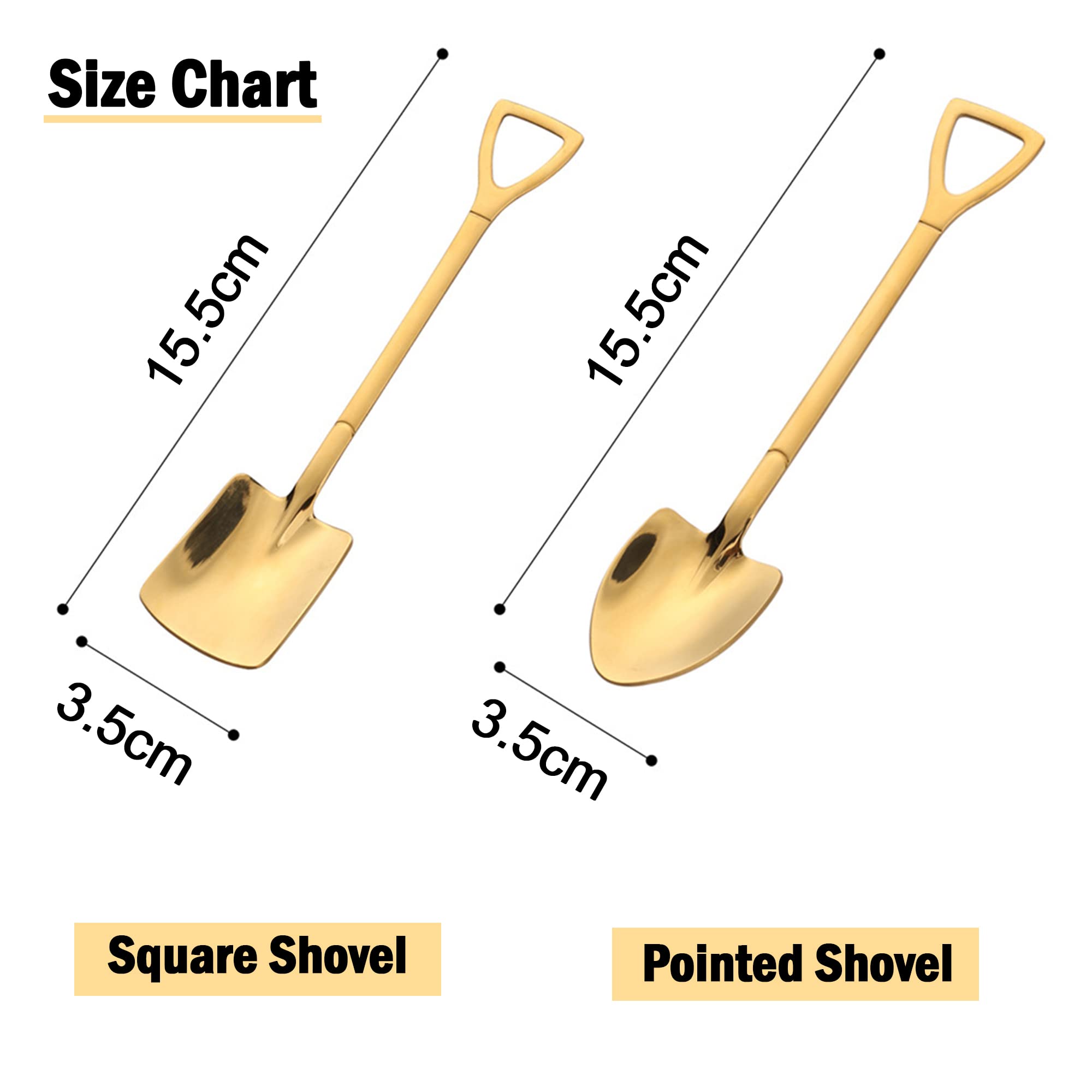 Shovel Spoon Dessert Spoons- 4Pcs Ice Cream Spoon Gold Shovel Shape Spoons Mini Long Handle Coffee Afternoon Teaspoon For Home K