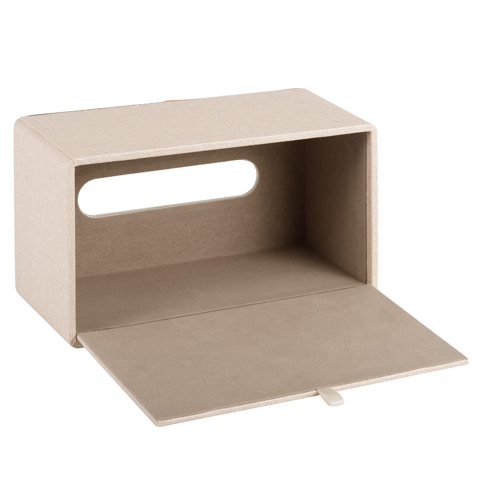 High-end Fashion Leather Tissue Box Holder Business Black  Rectangular Napkin Holder Drawer Paper Dispenser Dispenser  Home Office car Tissue Holder with Magnetic Bottom (Beige)