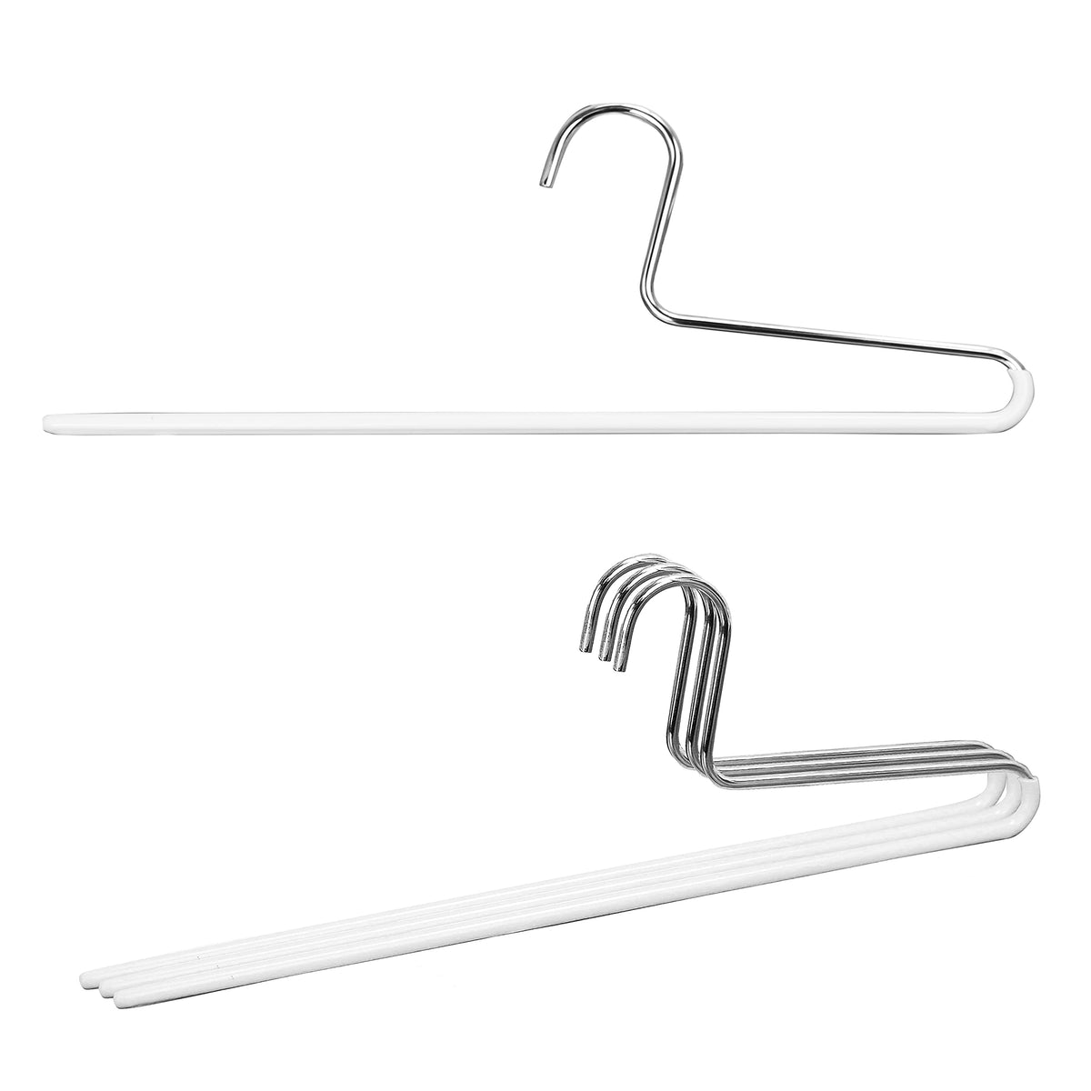 Mawa By Reston Lloyd Trouser Series Non-Slip Space-Saving Clothes Hanger With Single Rod For Pants, Style Kh/1, Set Of 4, White