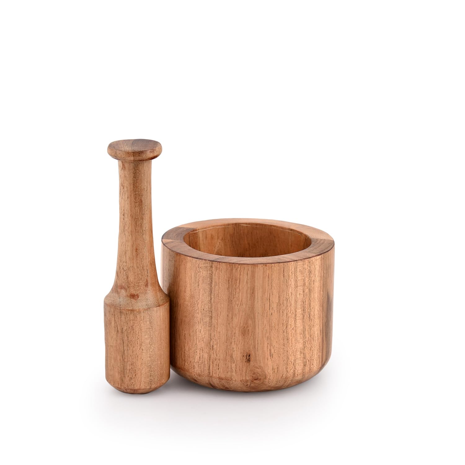 Samhita Acacia Wood Mortar and Pestle for Garlic Pepper Herb Crusher Kitchen Utensils Birthday Housewarming Gift. Mortar- 4 x 3