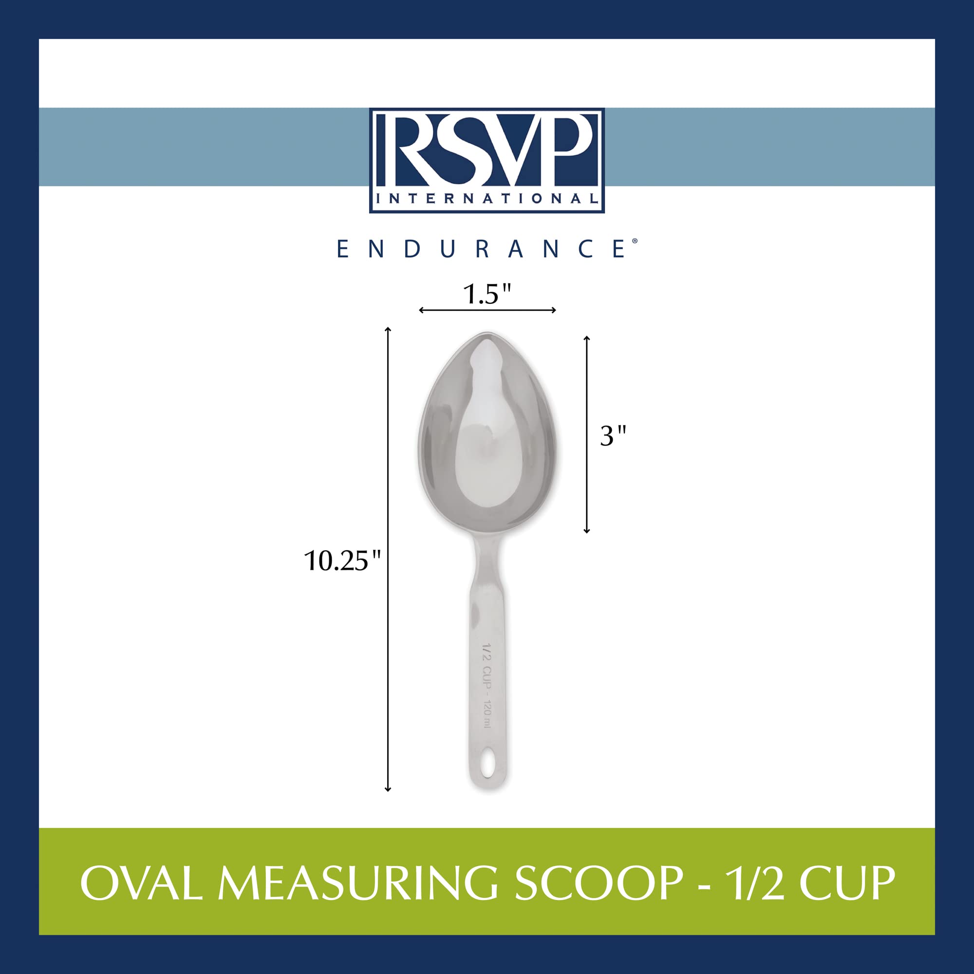 RSVP International Oval Measuring Scoop - one half Cup