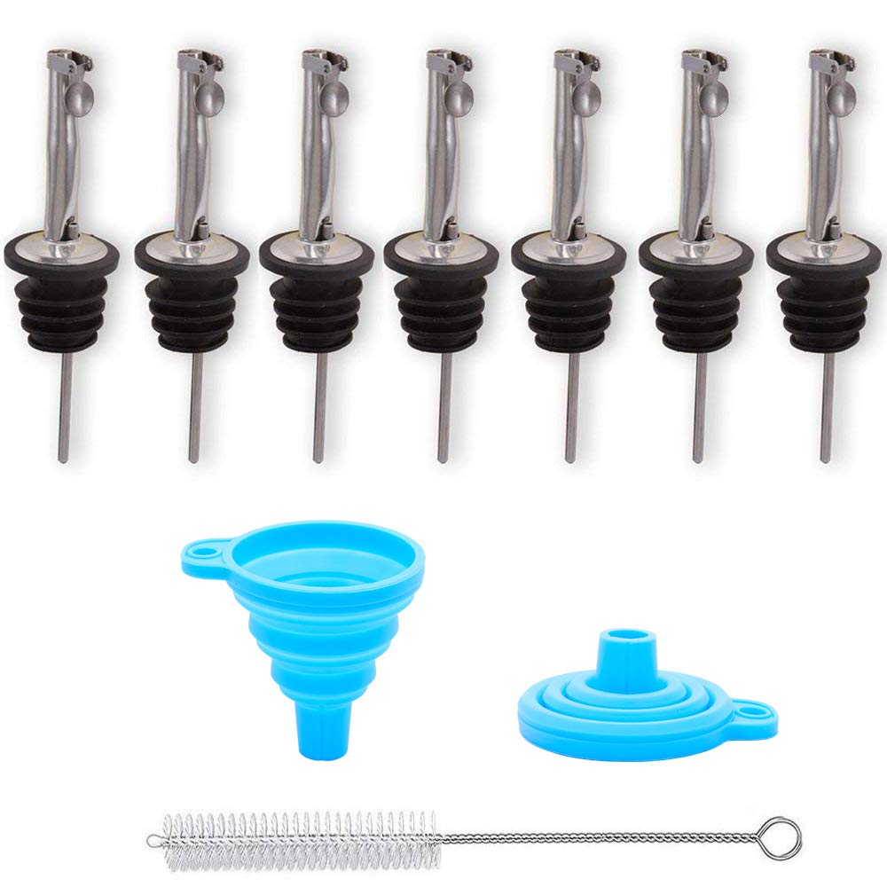 Legerm Pour Spouts For Olive Oil Bottles Flip Top Speed Pourers Oil Dispenser Spout Set Of 7 With Funnel