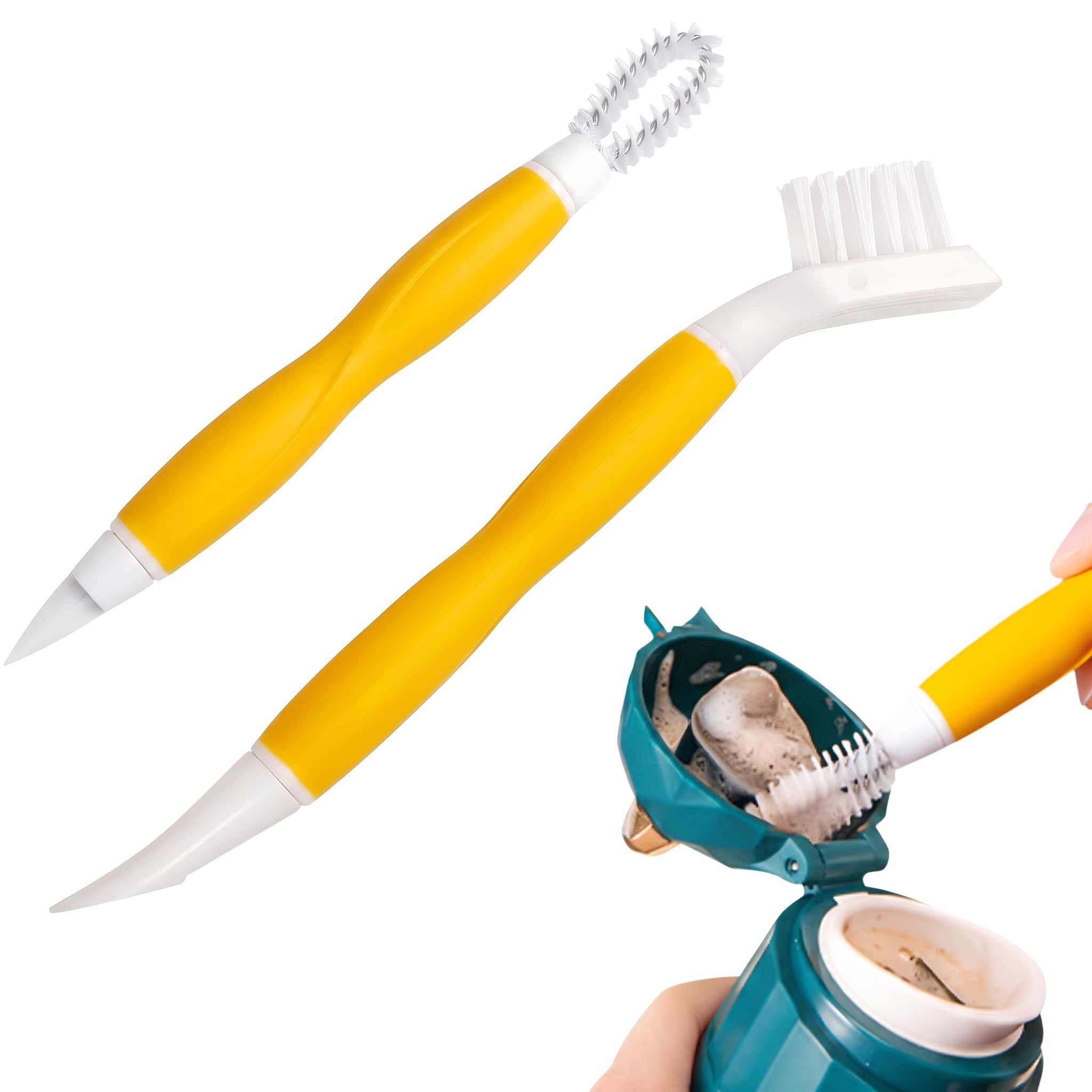 Grout Cleaning Brush Set 2 Pack Crevice Detail Cleaner Brush MultiPurpose Scrub for Cleaning Bottle Cup Lid, Dish, Tile, Sink, 