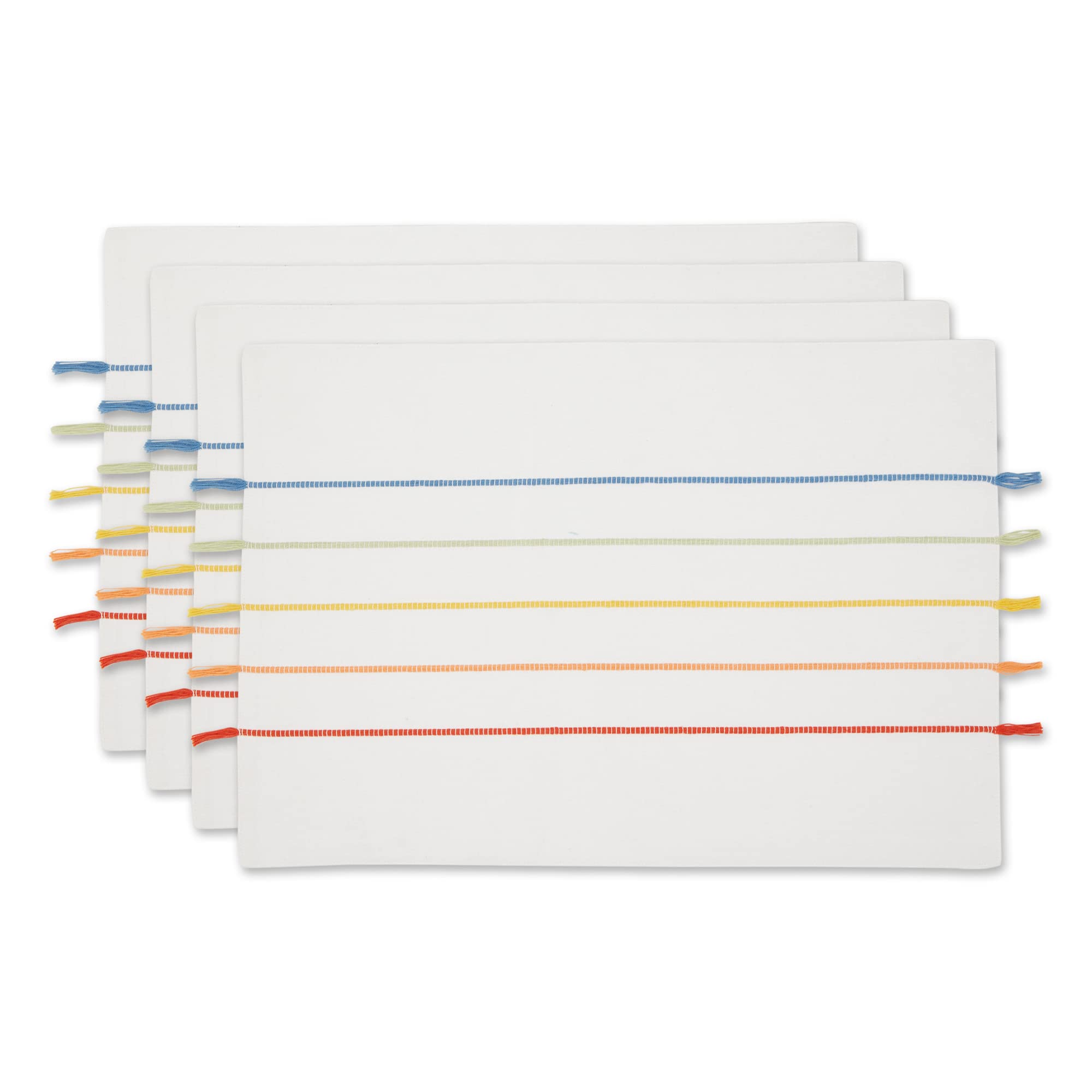 RAINBOW STRIPE TASSEL PLACEMAT SET/4