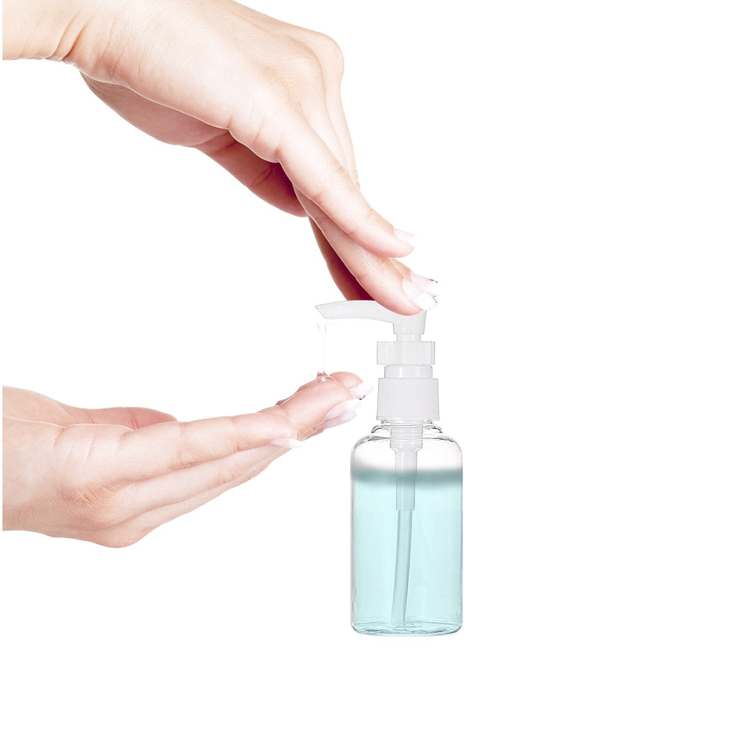 Tecunite 6 Pack Small Pump Bottles Clear Travel Bottle Plastic Empty Spray Bottle Dispenser Hand Lotion Sanitizer Refillable Bot