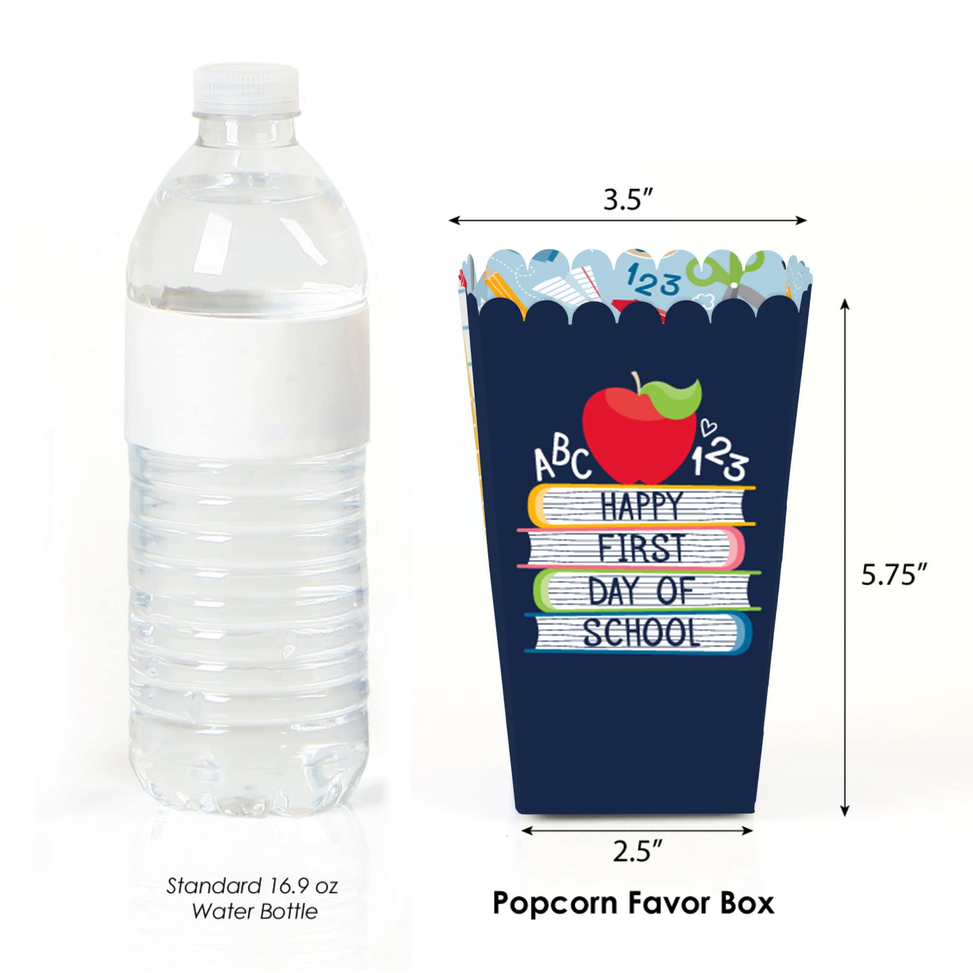Big Dot Of Happiness First Day Of School - Back To School Classroom Decorations Favor Popcorn Treat Boxes - Set Of 12