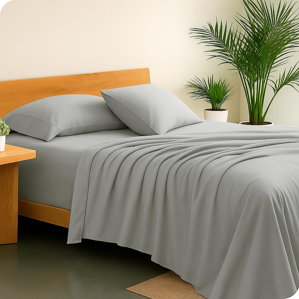 Linenaffairs Cotton Printed Bedsheet For Double Bed - Flat Sheet With 2 Pillow Cover Comfortable & Durable Sheet For Double Size