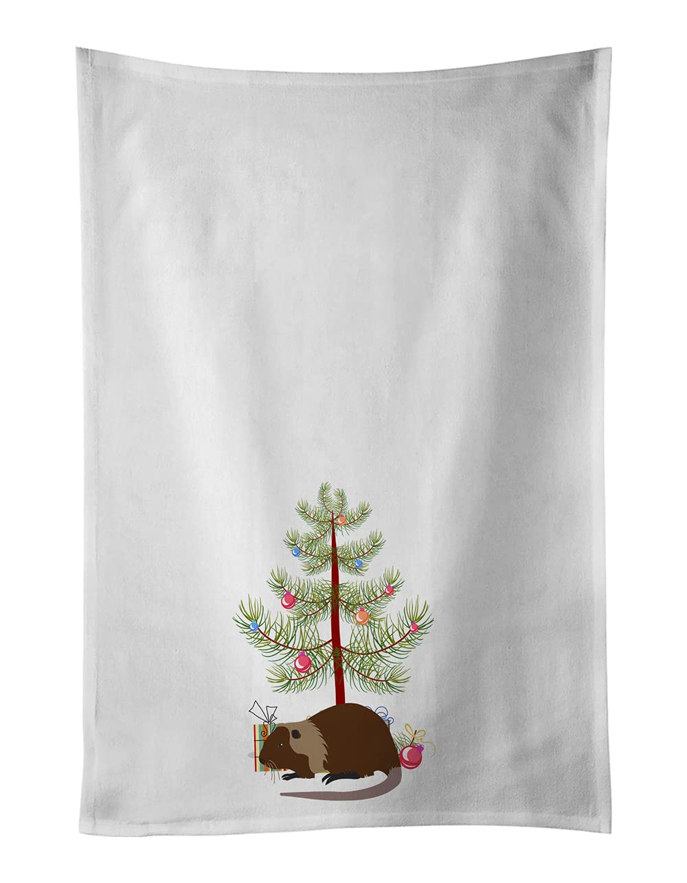Coypu Nutria River Rat Christmas White Kitchen Towel Set of 2