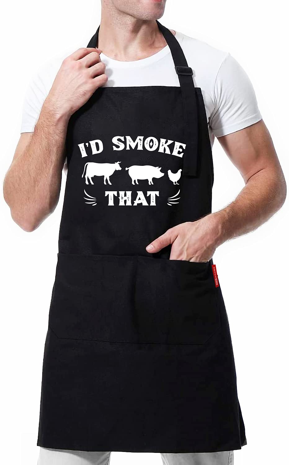 N/C Aprons For Men Funny ID Smoke That Barbecue Grilling Bbq Apron Smoker Gifts For Fathers Day, Large