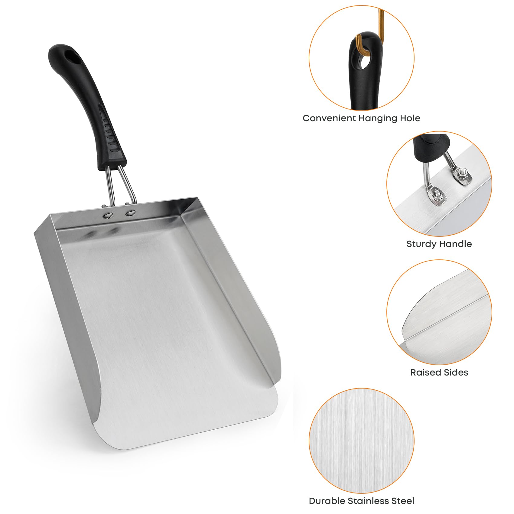 Stanbroil Stainless Steel Griddle Food Mover Smash Burger Food Shovel Grill Spatula Great For Stir Fry And Move Food, 13''
