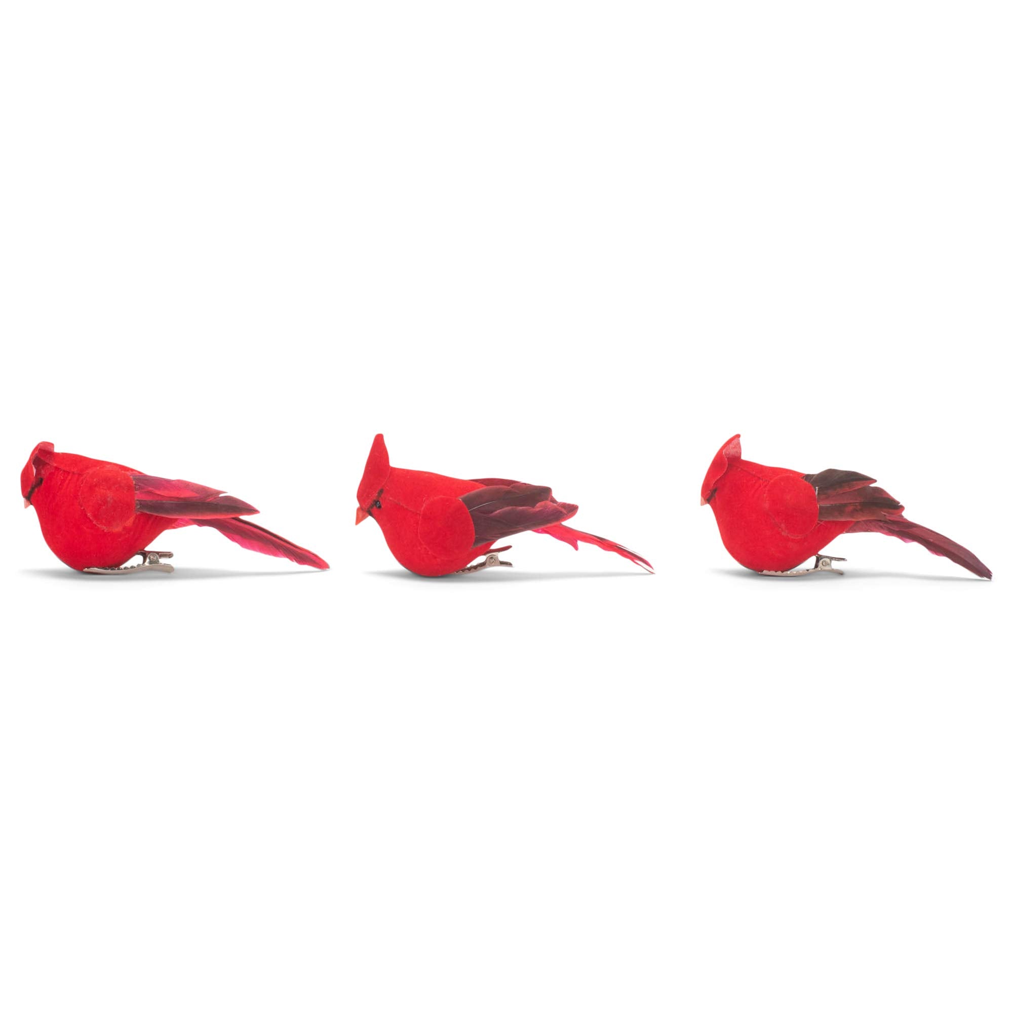 RAZ Imports Set of 3 Cardinal Clip on Christmas Tree Ornament 4 Inch Long Red Bird Decoration
