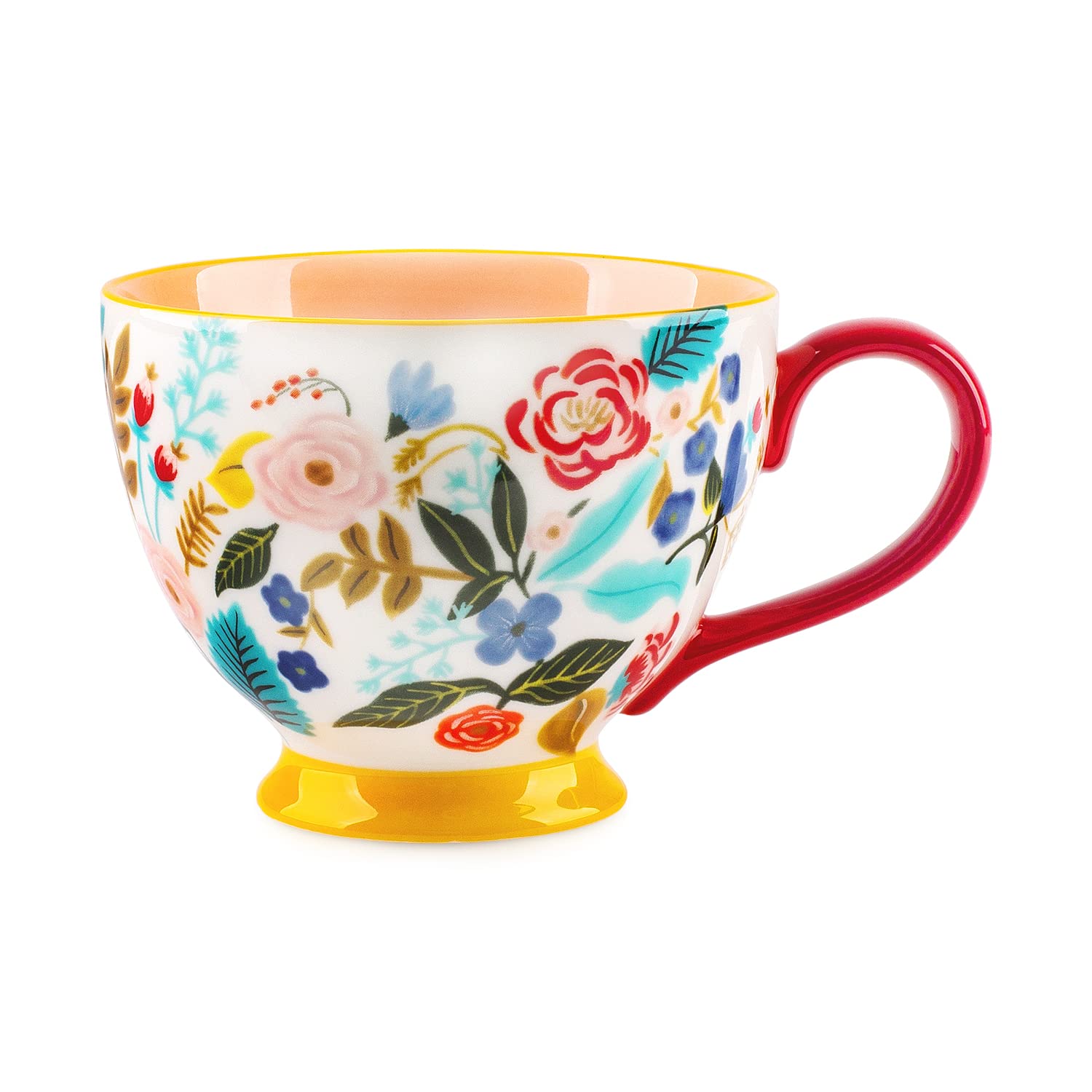 Berry President HandPainted Floral Pattern Ceramic Mugs 15 OZ, Large Cups for Milk, Coffee,Cappuccino, Tea, Cocoa, Breakfast Oa