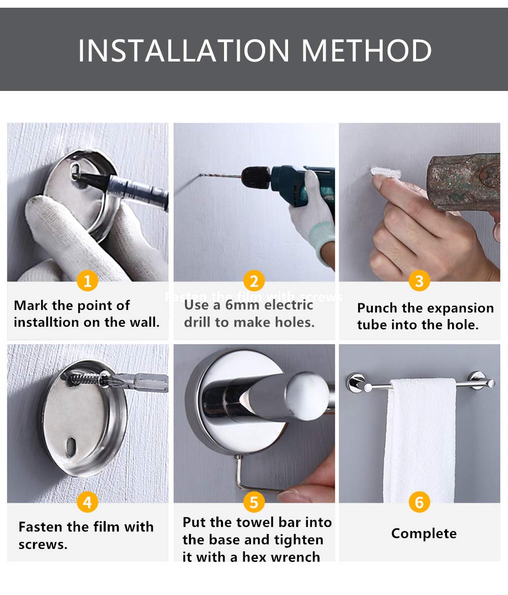 Jiepai Adjustable 18 To 30 Inch Shower Towel Bar For Bathroom, Expandable Sus304 Stainless Steel Bath Towel Holder, Wall Mount W