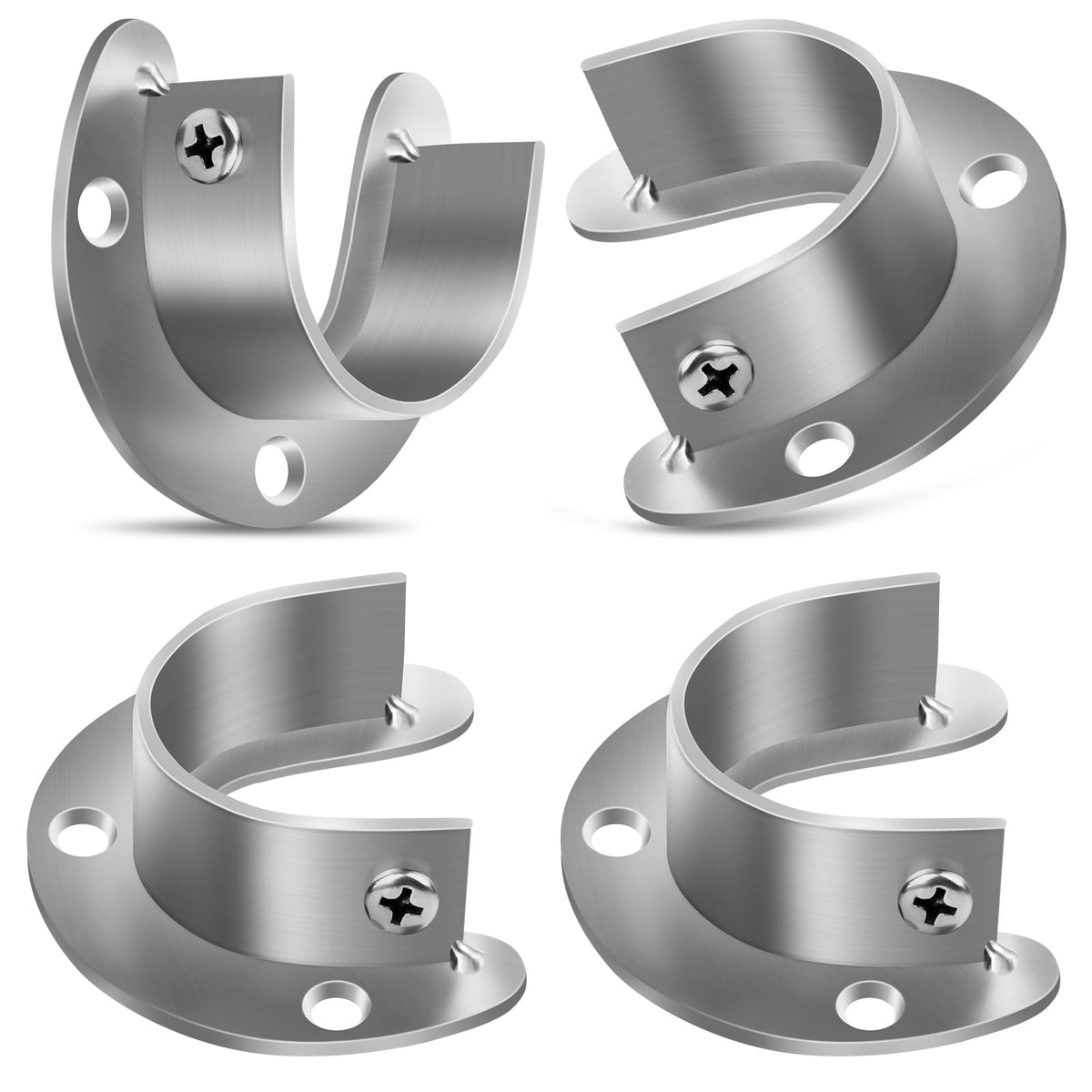 Closet Rod Bracket, Heavy Duty Closet Rod Holders, 1 Inch Closet Pole Socket Stainless Steel Closet Rod End Support U Shaped War