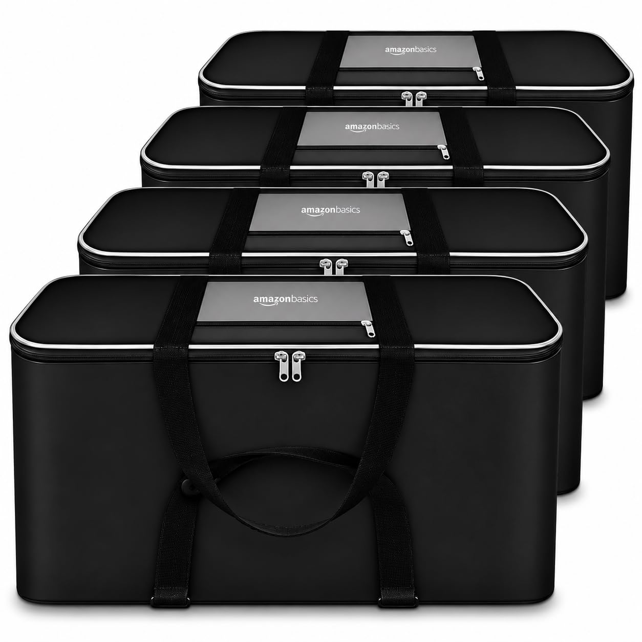 Amazon Basics 69L Large Storage Bag (Pack Of 4)| Moisture Proof Nylon Big Storage Bag For Clothes With Wide Handles | Wardrobe P