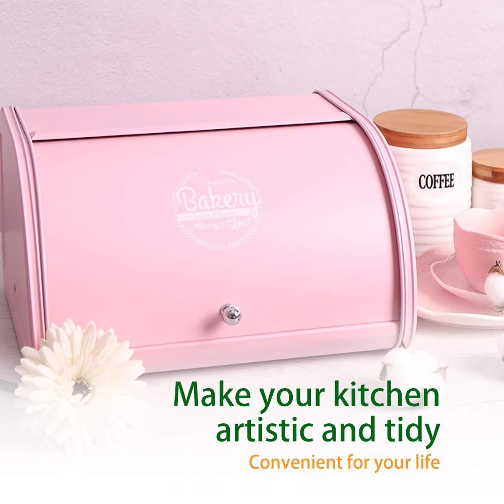 Bread Box For Kitchen Countertop, Stainless Steel Bread Container With Roll Top Lid, Space Saving, Stylish And Functional Bread