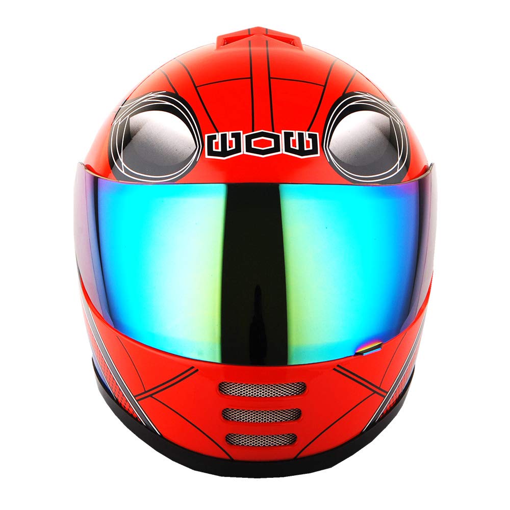 WOW Full Face Helmet for Kids - Medium, Thermoplastic, Spider Red, Model HKY-B15
