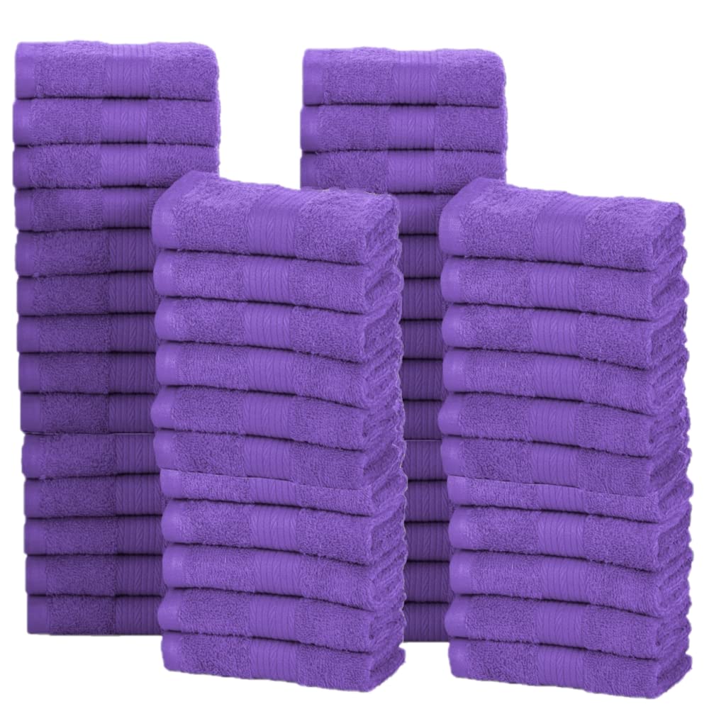 Ample Decor Pack Of 50 Wash Cloths 12 X 12 Inch 100% Cotton 600 Gsm, Soft Absorbent Face Towels, Quick Drying Reusable Fingertip