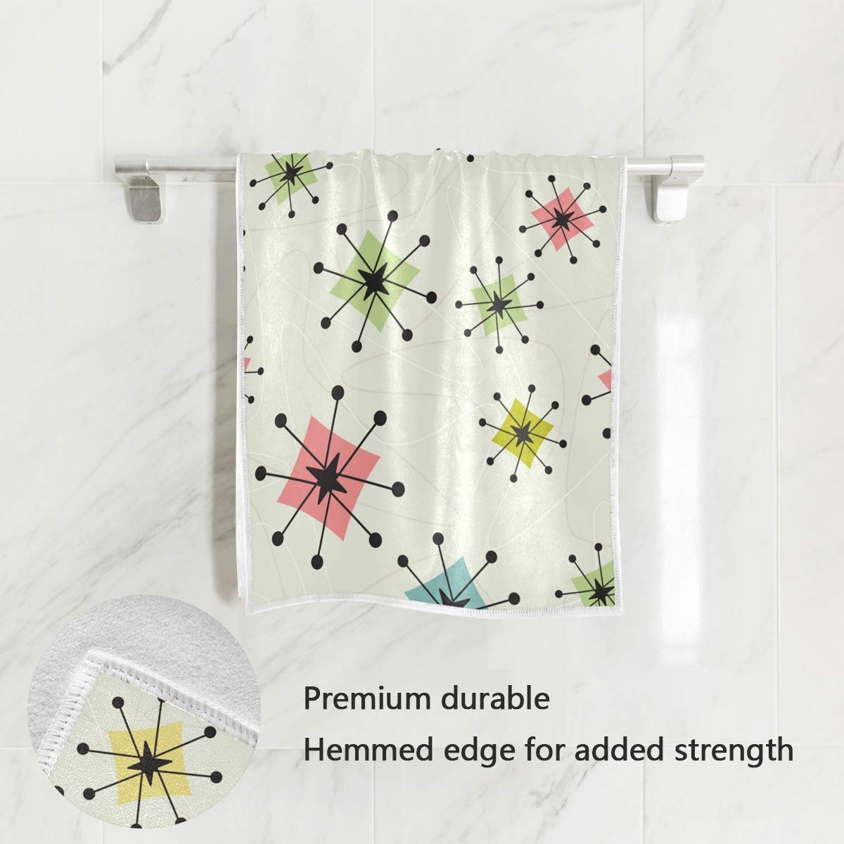 Senya Vintage Atomic Stars Hand Towel Ultra Soft Luxury Towels For Bathroom 30 ''X15 ''