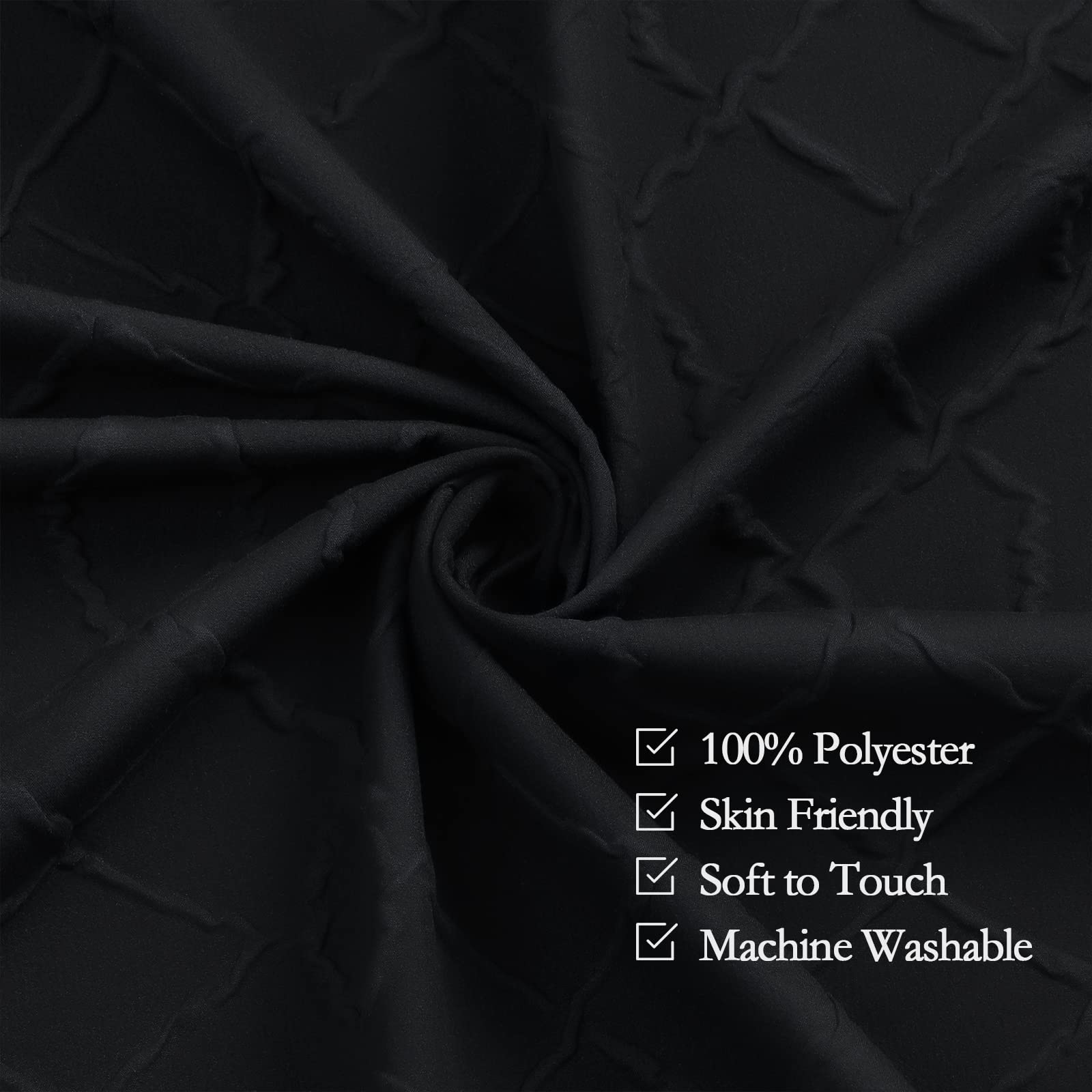 Gibelle Black Shower Curtain For Bathroom, 3D Embossed Geometric Textured Fabric Shower Curtain Set With Hooks, Modern Farmhouse