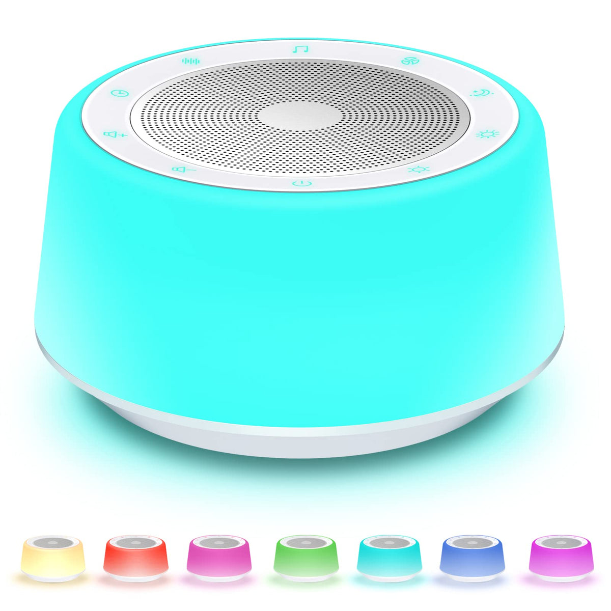 Bgoverss White Noise Sound Machine, Baby Sound Machine Kids With 30 Soothing Sounds And 7 Colors Warm Night Light For Sleeping,