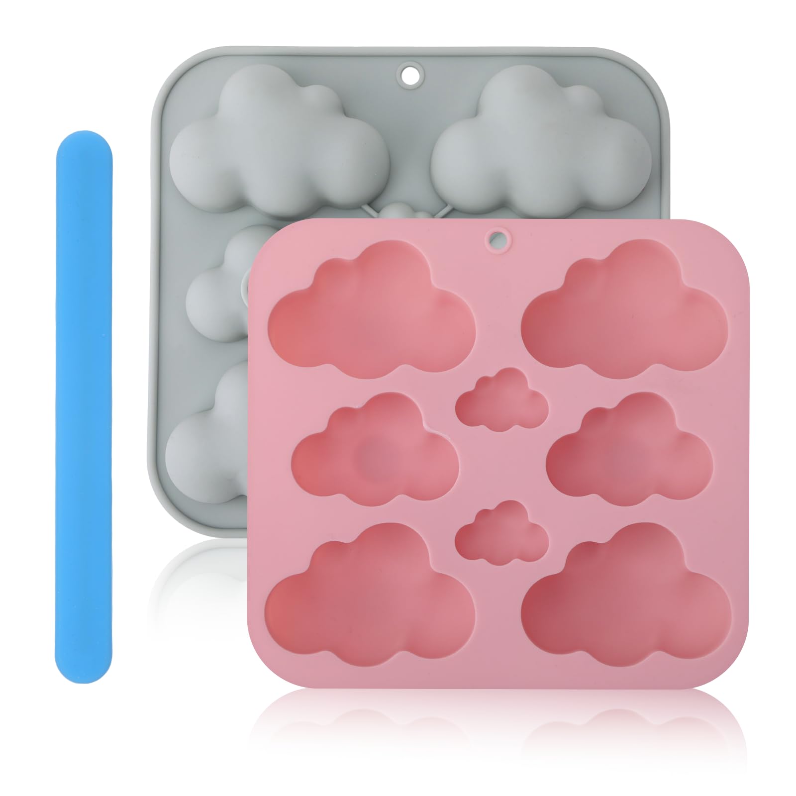 2 Pack Cute Cloud Silicone Molds, Cloud Shape Chocolate Molds, 3D Clouds Gummy Molds, Silicone Cake Molds, Candy Molds, Jello Mo