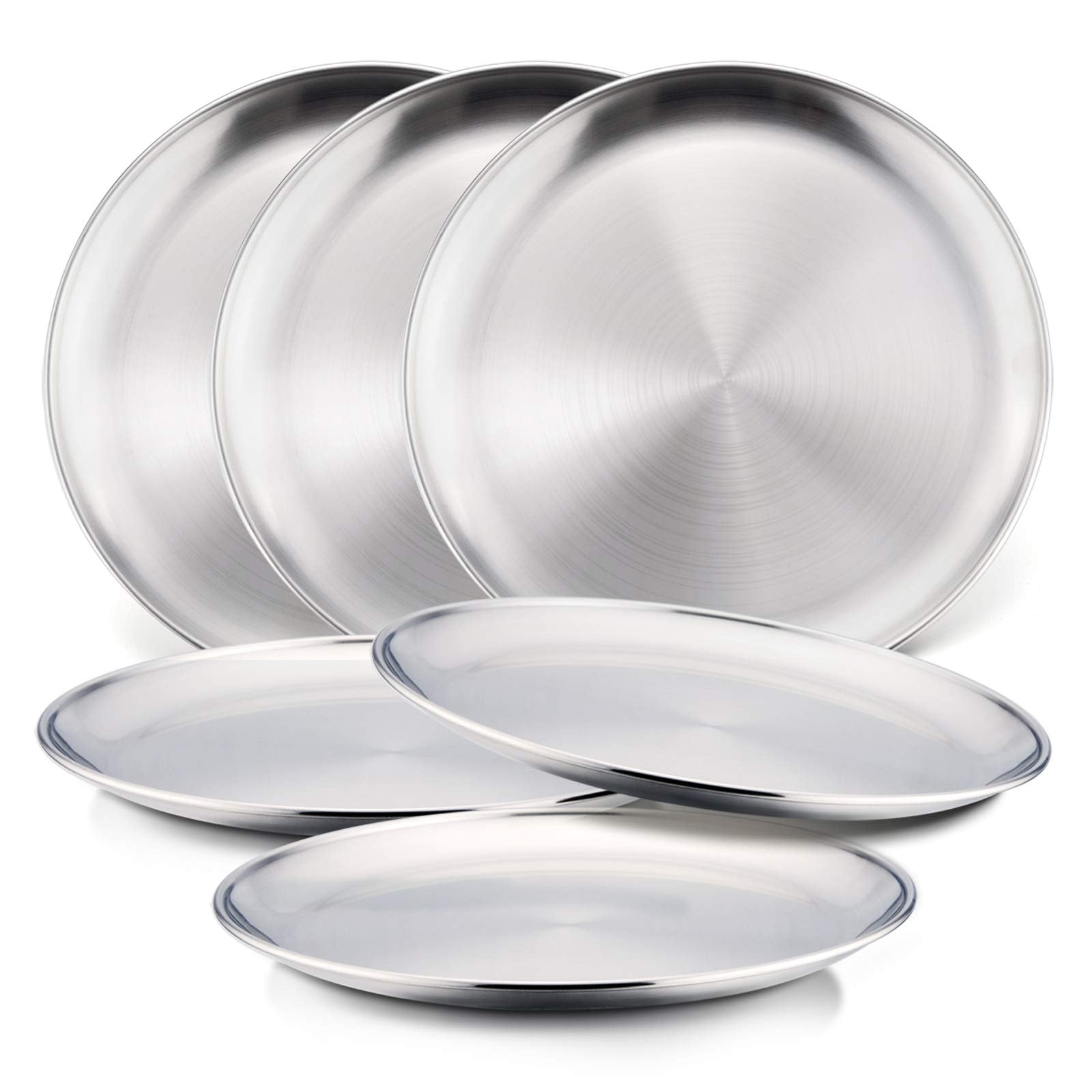 Haware 6-Piece 18/8 Stainless Steel Plates, Metal 304 Dinner Dishes For Kids Toddlers Children, 8 Inch Feeding Serving Camping P