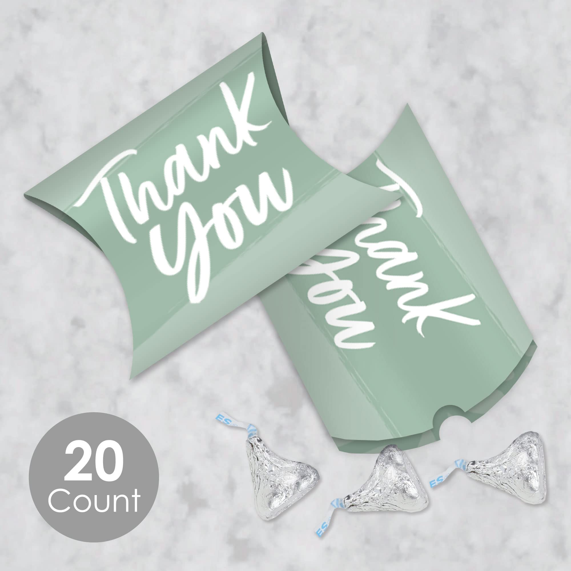 Big Dot Of Happiness Sage Green Elegantly Simple - Favor Gift Boxes - Guest Party Favors Petite Pillow Boxes - Set Of 20