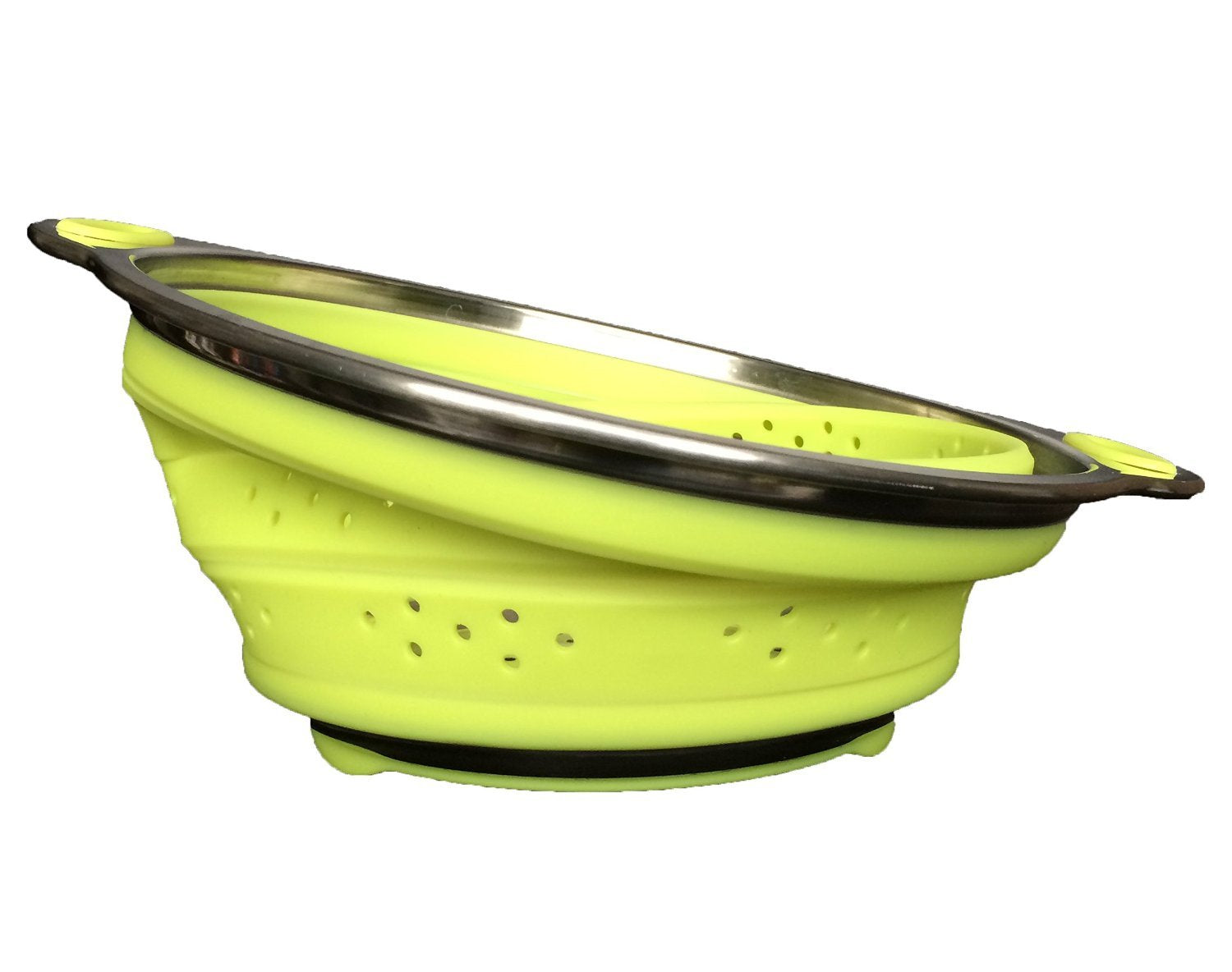 Oneida 8 Inch Color Burst Stainless Steel Silicone Collapsible Colander Strainer - Green