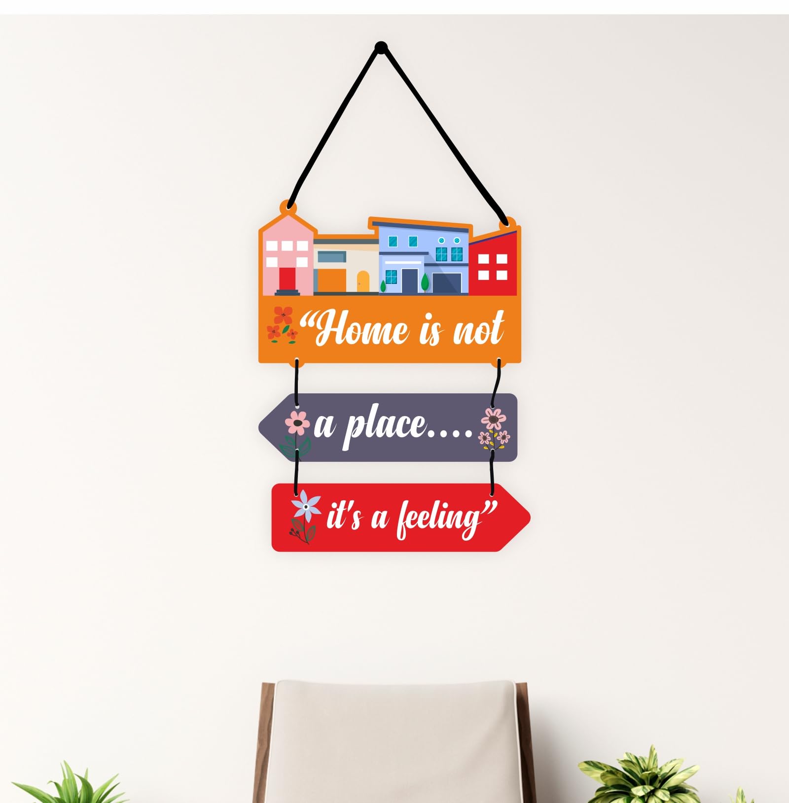 Cvanu Home Is Not A Place ItS A Feeling Quote Printed On Wooden Wall Hanging Board For Wall Decoration (16Inchx12Inch)_W135