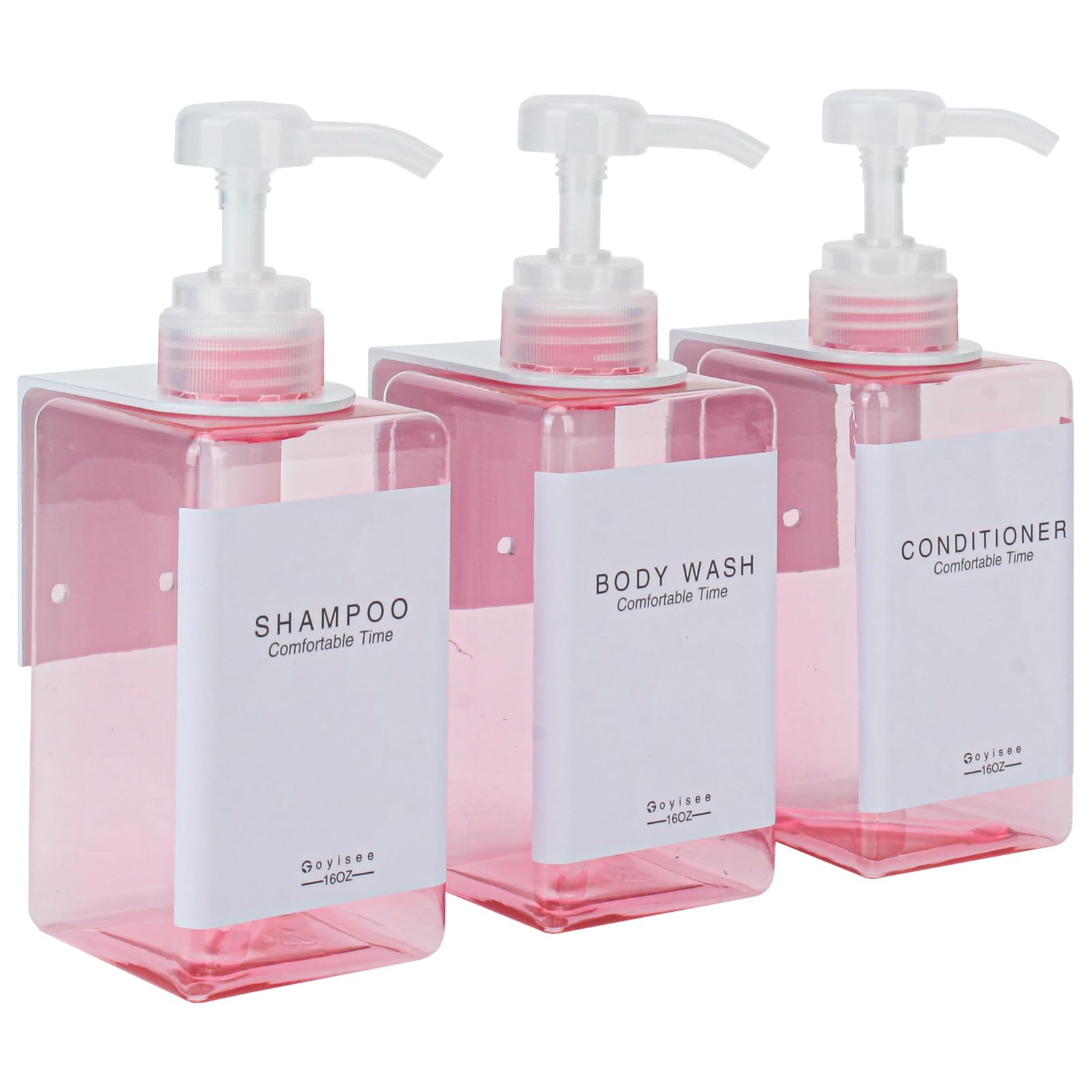 Goyisee Refillable Shampoo And Conditioner Bottles For Shower Wall,Shampoo And Conditioner Dispenser With Pump No Drill (3 Bottl