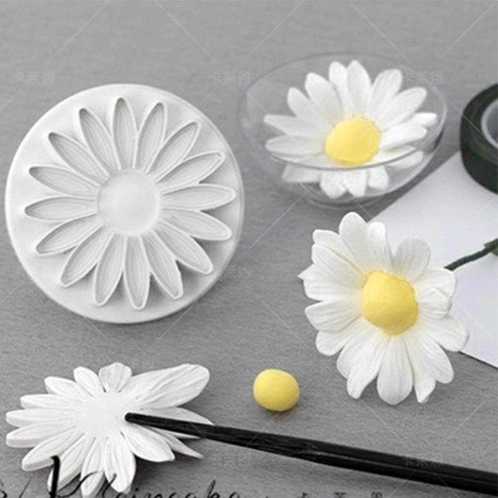 3 Pieces Sunflower Fondant Embossing Tool Plunger Sunflower Cake Cutter Sugarcraft Cake Decorating (Sunflowers)