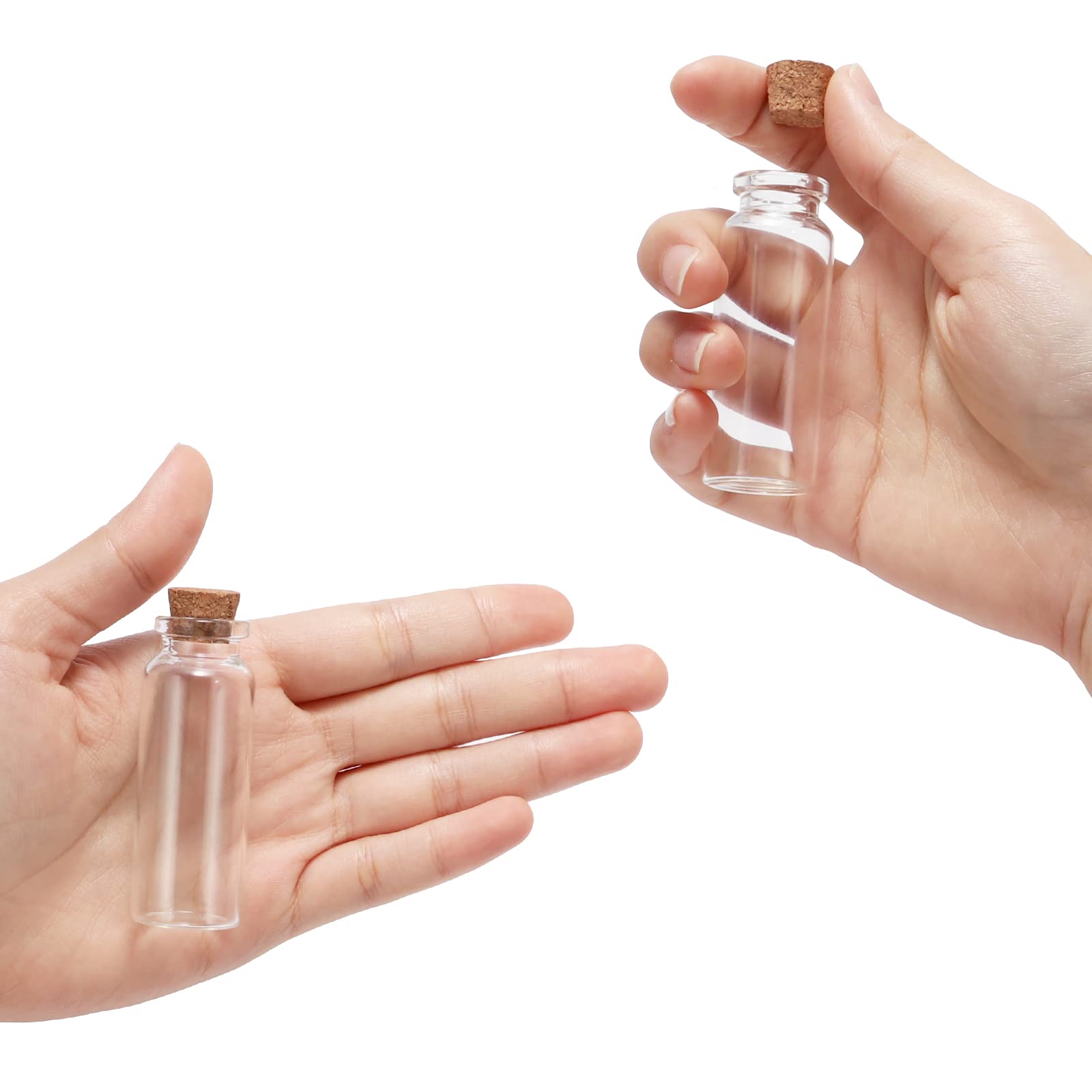 50 Pcs 20ml Mini Glass Bottles with Cork Stoppers, 29x64mm DIY Decoration Tiny Glass Jars, Mini Vials Cork, Message Wishing Bott