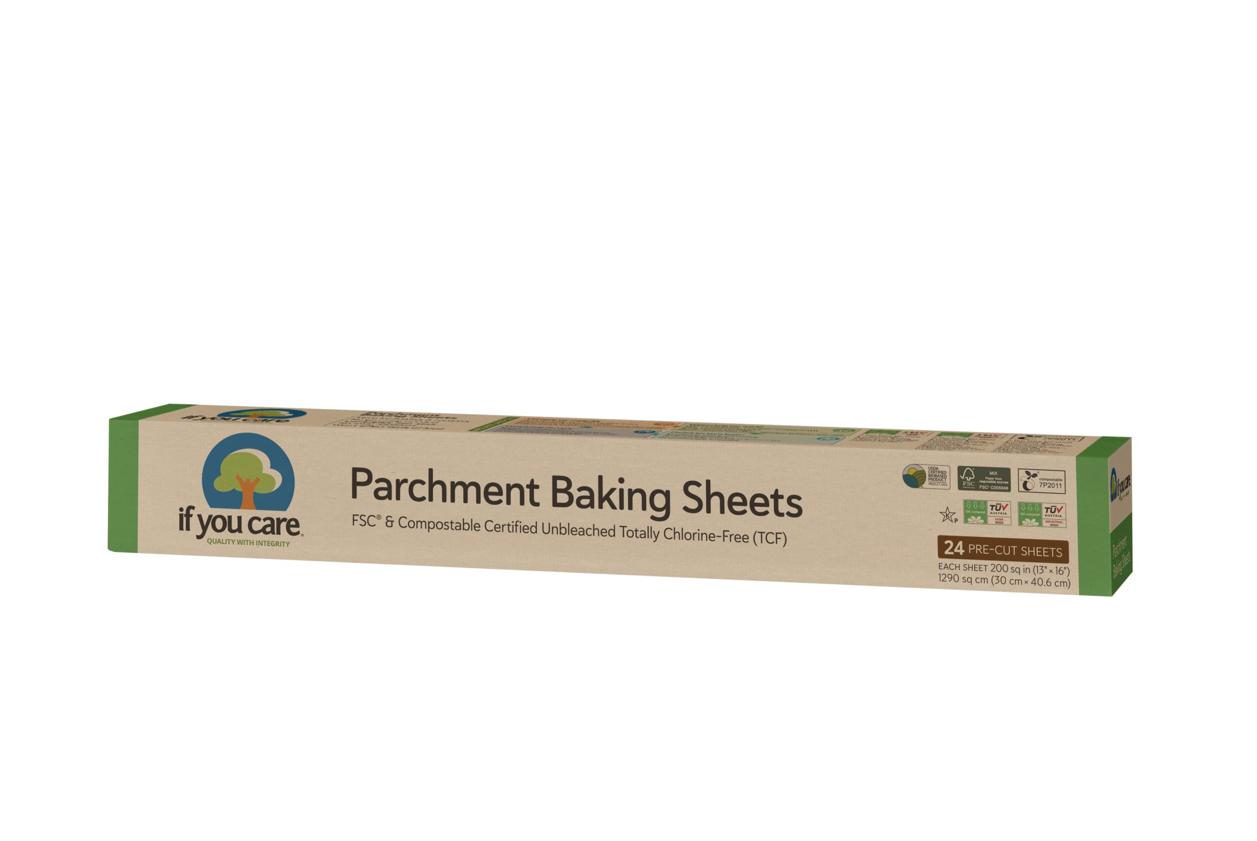 If You Care Parchment Paper Baking Sheets - 12 Pack of 24-Count Precut Liners - Unbleached, Chlorine Free, Greaseproof, Silicone