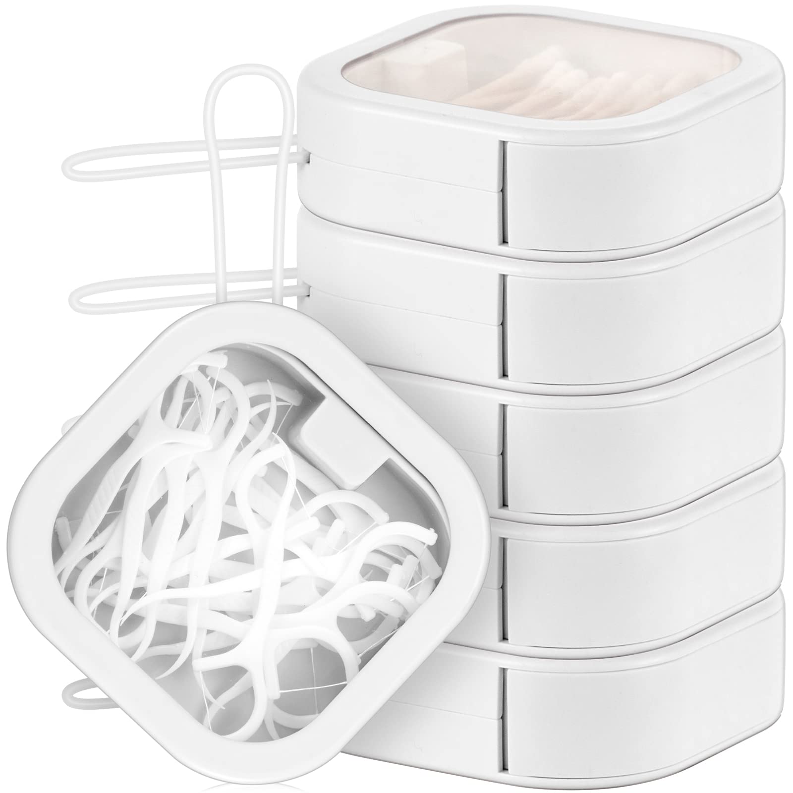 Kathfly 6 Pcs Hair Tie container Qtip Dispenser Organizer Hair Tie holder Travel Portable Qtip Bobby Pin Holder Cotton Swabs Dis