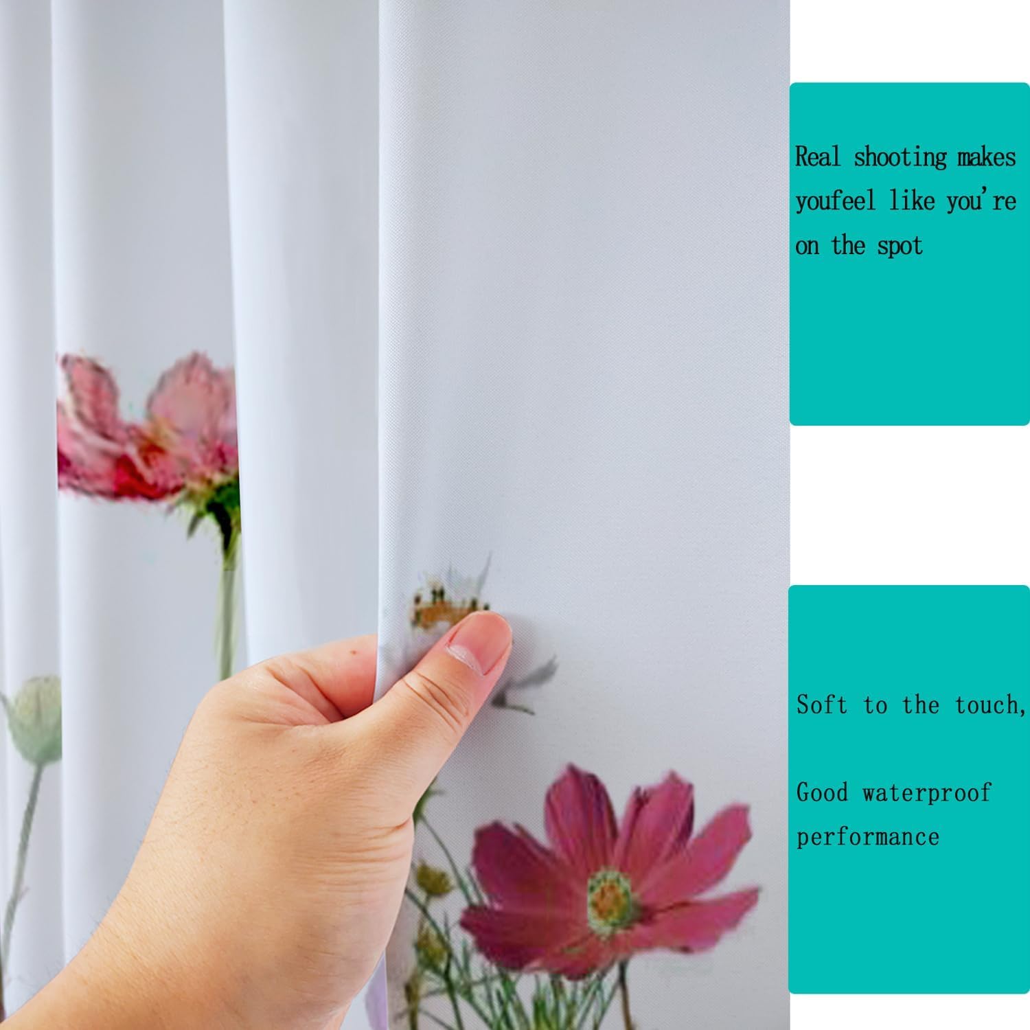 Niidder Floral Shower Curtain, Gesar Flower Shower Curtain -72 ''W X 78'' L, With 12 Hooks, Hem Weighted Bathtub Shower Curtain,