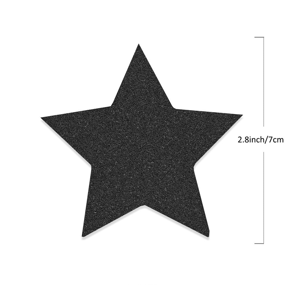 Glitter Black Star Hanging Garland - Twinkle Paper Star Banner For Festival Home Wall Decoration, Halloween Themed Party, Birthd