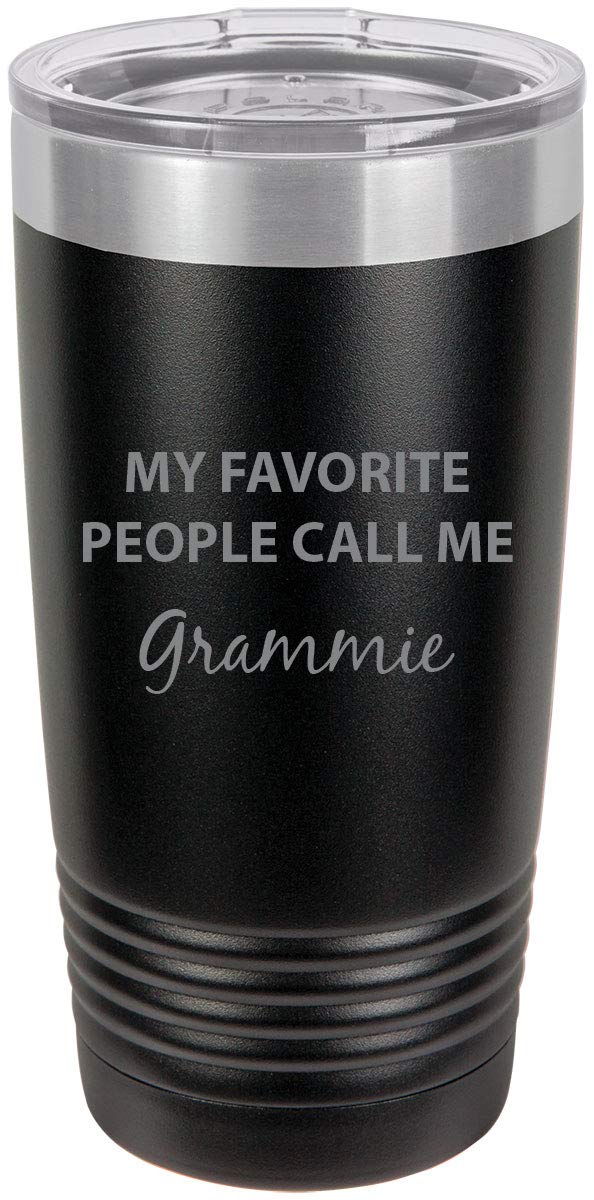 Customgiftsnow My Favorite People Call Me Grammie Stainless Steel Engraved Insulated Tumbler 20 Oz Travel Coffee Mug, Black