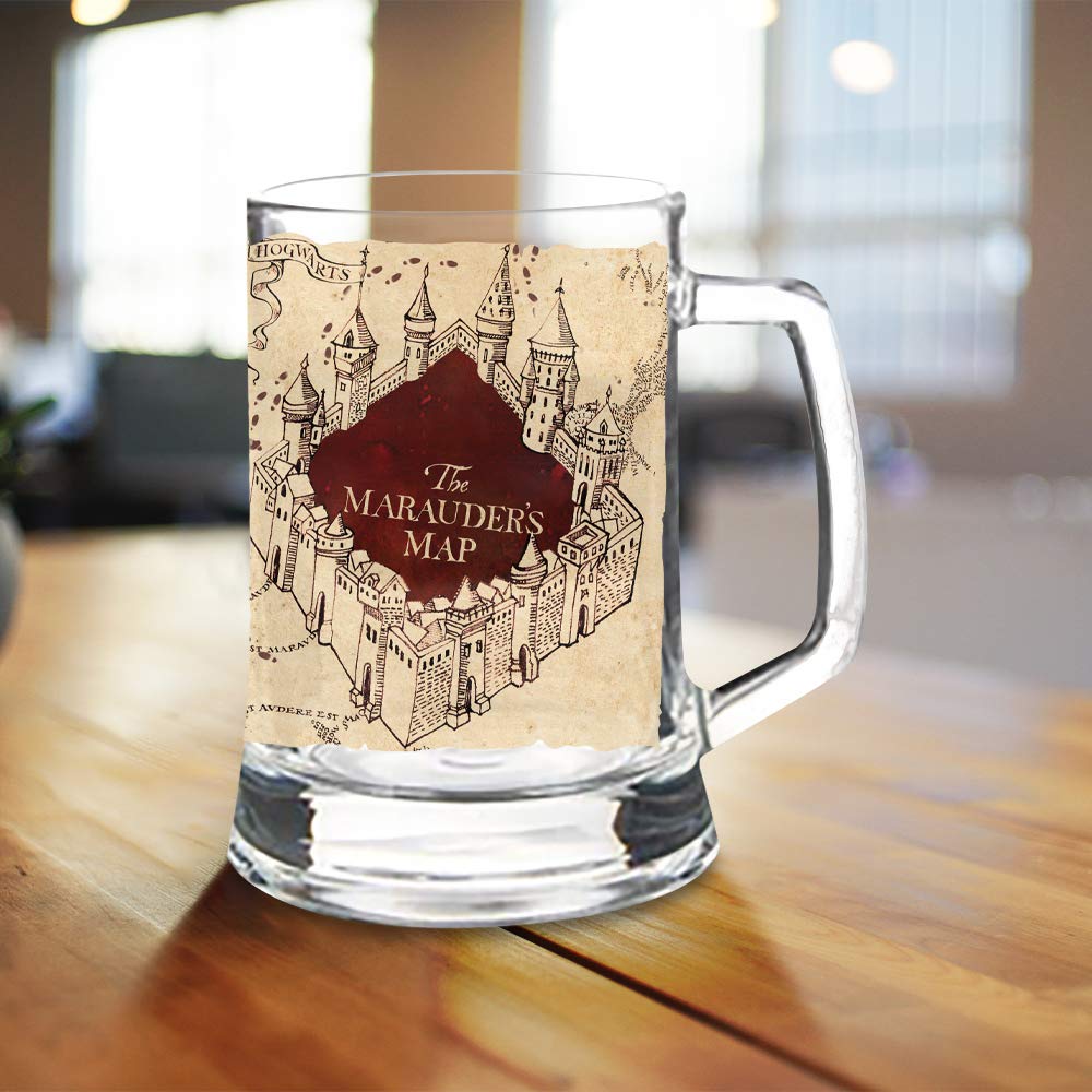 Harry Potter - Marauderas Map - Mischief Managed Quote - 16 Oz Pint Size Glass Morphing Mugs Color Changing Clue Mug - Full Imag