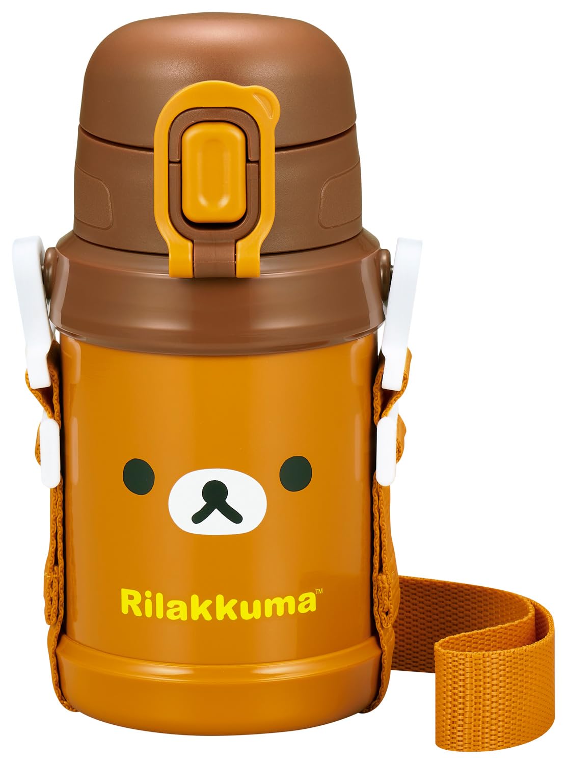OSK SBR450DL Direct Stainless Steel Bottle, 15.2 fl oz (450 ml), Cold Insulation Dedicated Shoulder Strap, OnePush Rilakkuma F