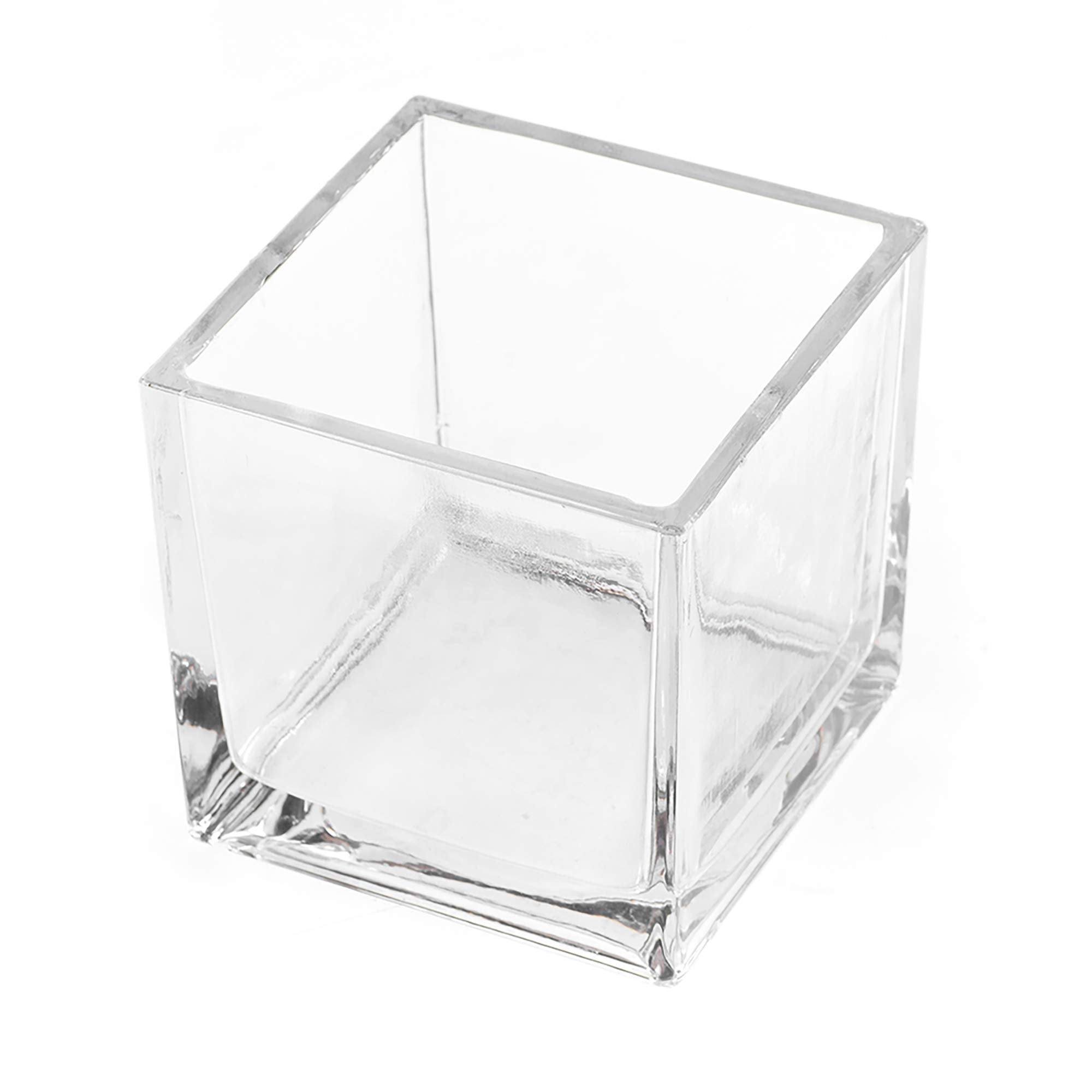 CYS EXCEL Clear Glass Cube Vase 6x6x6 | Square Wedding Flower Vase Centerpieces | Cubic Glass Candle Holder
