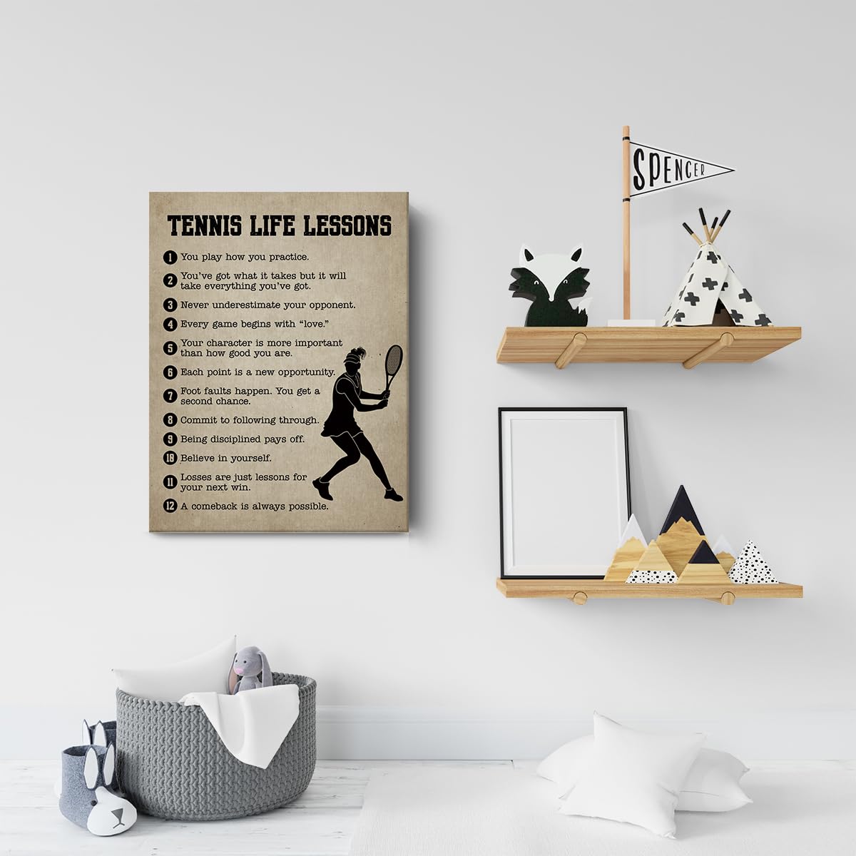 Tennis Gifts Inspirational Wall Decor Canvas Wall Art Artwork Sports Framed Art Paintings Tennis Posters For Tennis Player Athle
